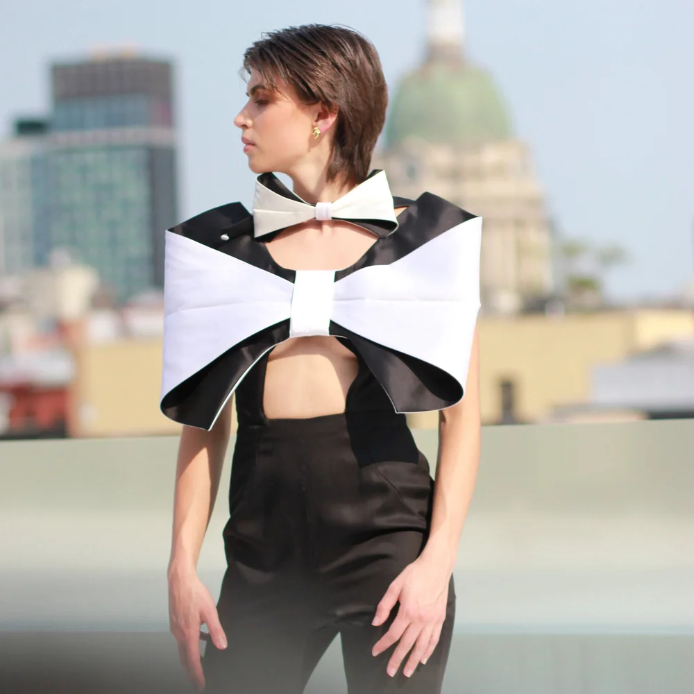 Black and White Bowtie Jumpsuit