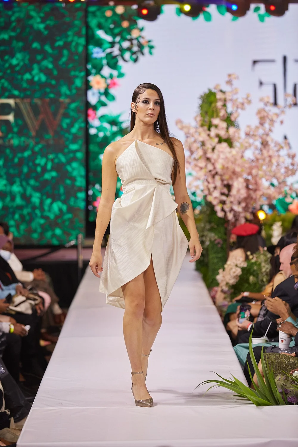 Moire Dress in Pearl