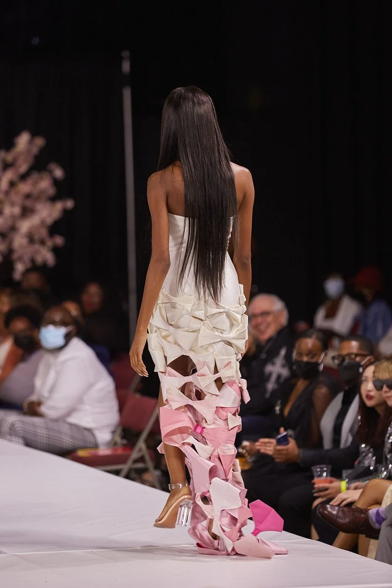 Ombre Pink and White Bow Gown