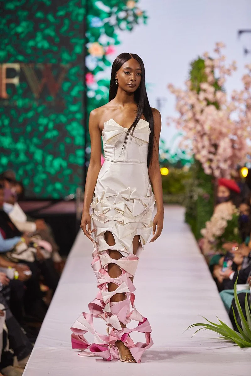 Ombre Pink and White Bow Gown