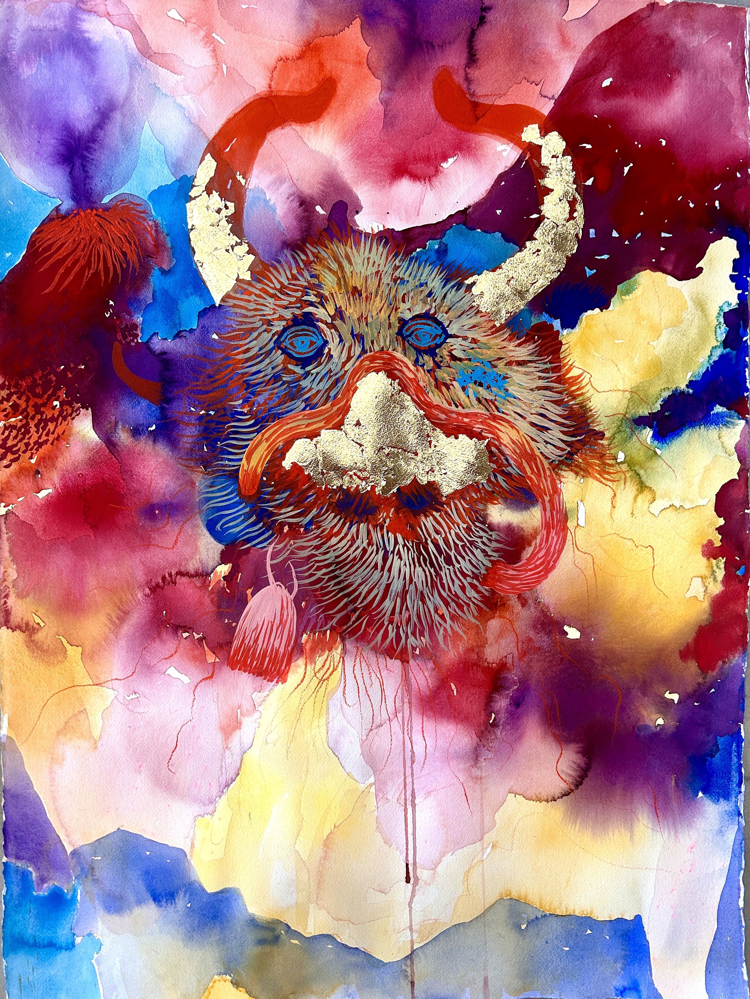 Kuker, gouache and gold leaf on 
Arches paper, 24"x36", $600
