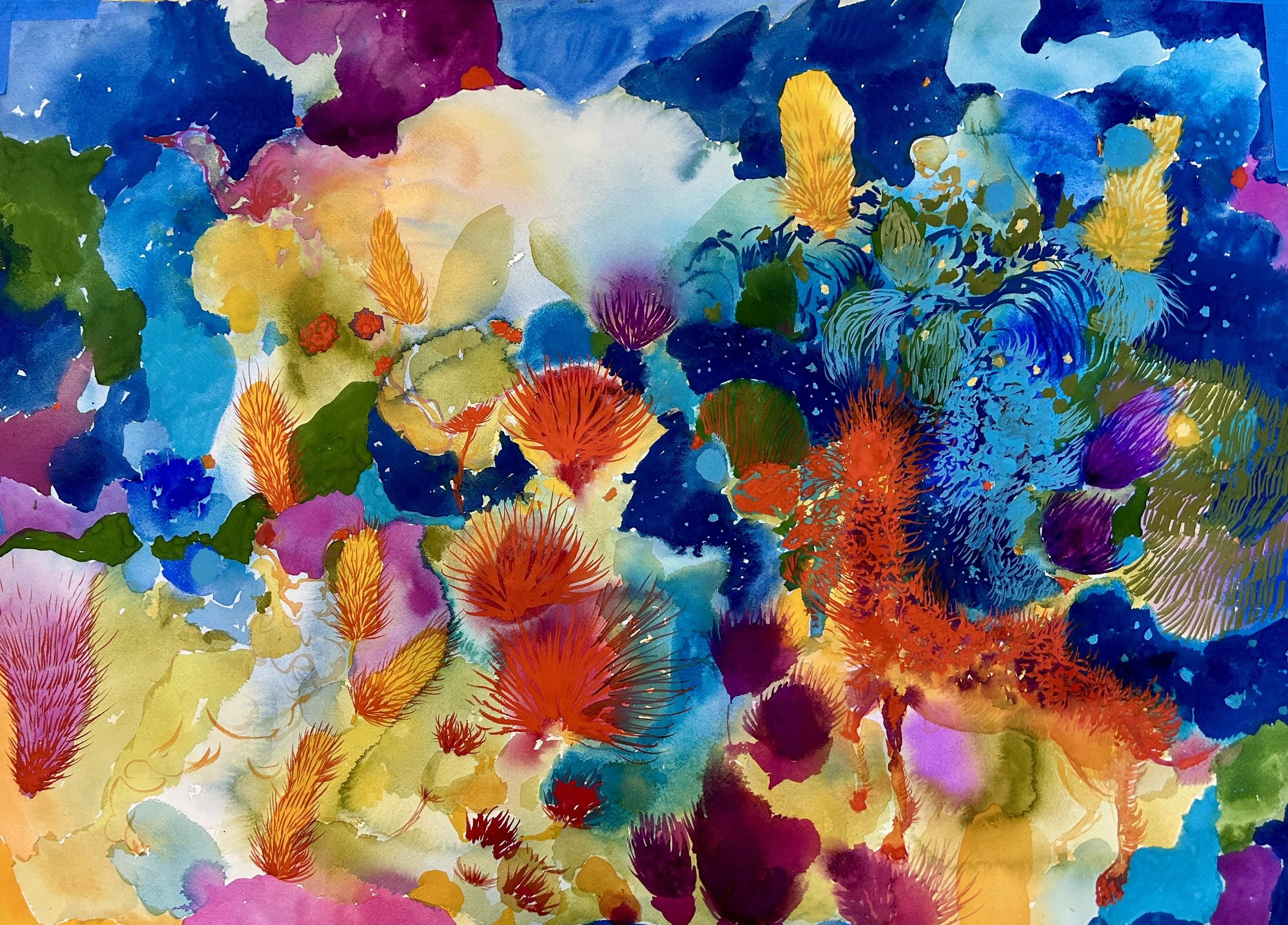 Krali Marko and the Water Lamia, gouache on Arches paper, 24"x36", $500 
