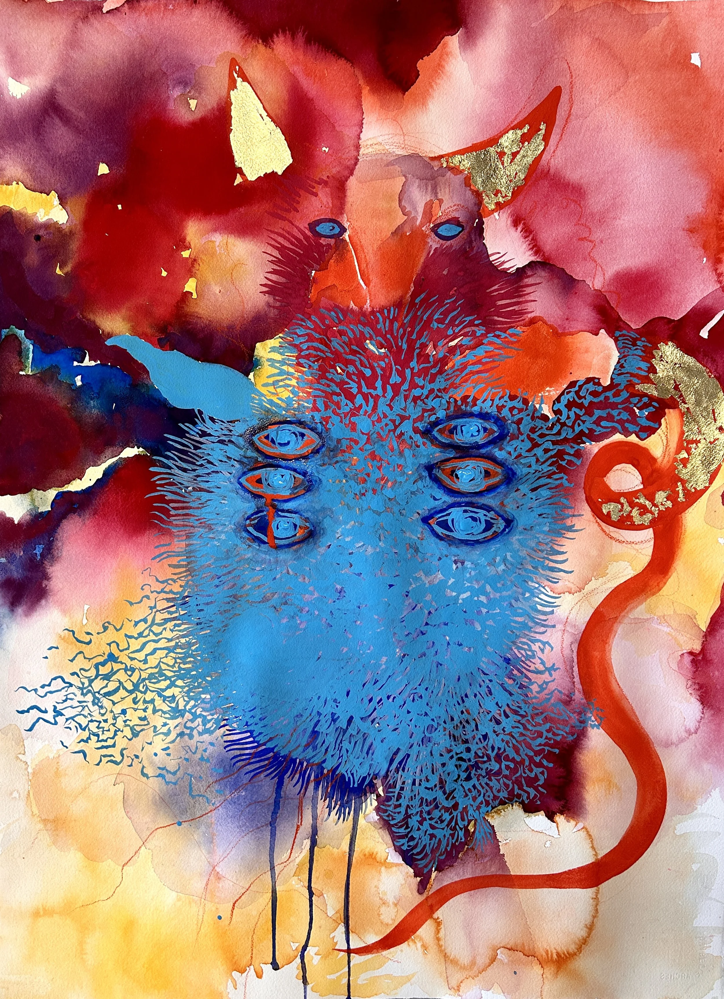 Kuker, gouache and gold leaf on 
Arches paper, 24"x36", $600
