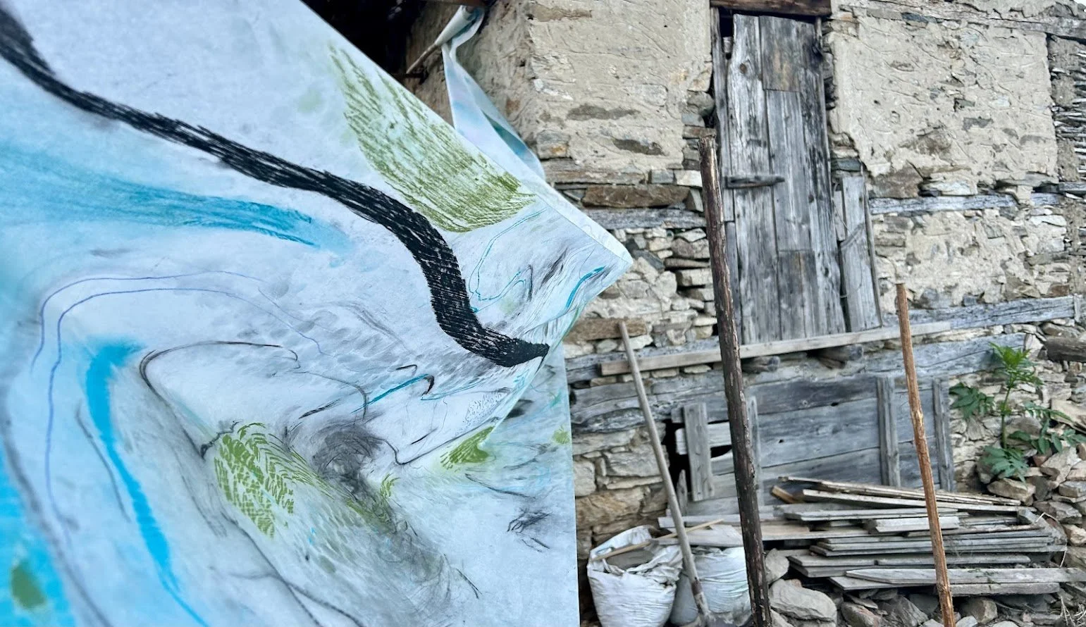 19_Drawing with abandoned house detail charcoal on velllum.jpg