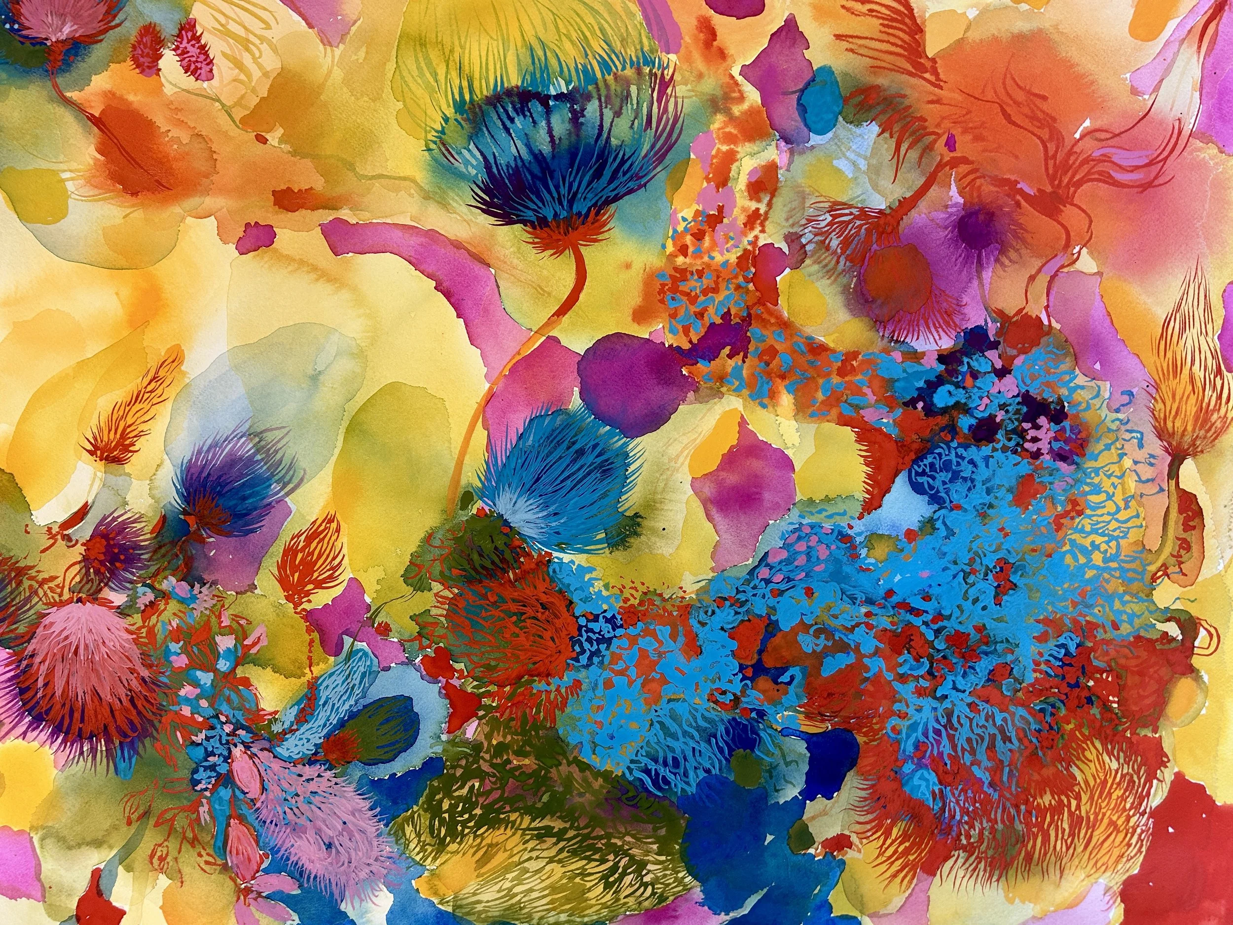 The Golden Apples and the Cursed Tree, gouache on Arches paper, 24"x36", $500 