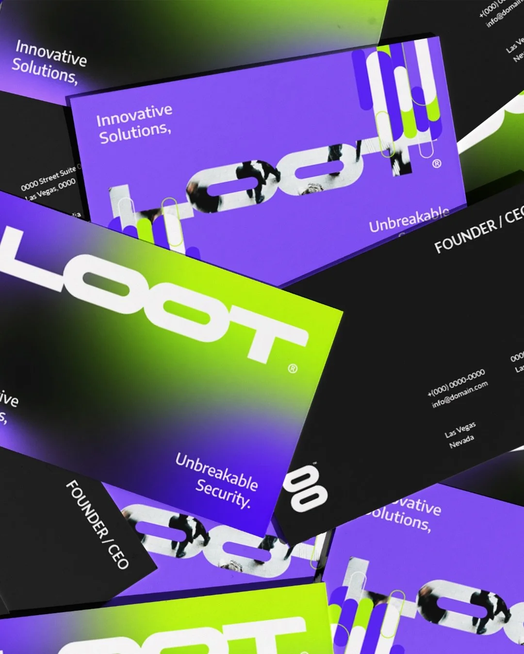 Meet LOOT. A biometric payment processing brand we designed to merge advanced fintech innovation with bold visual identity.

From color psychology to typography selection, every design decision reinforces trust, protection, and seamless digital payme