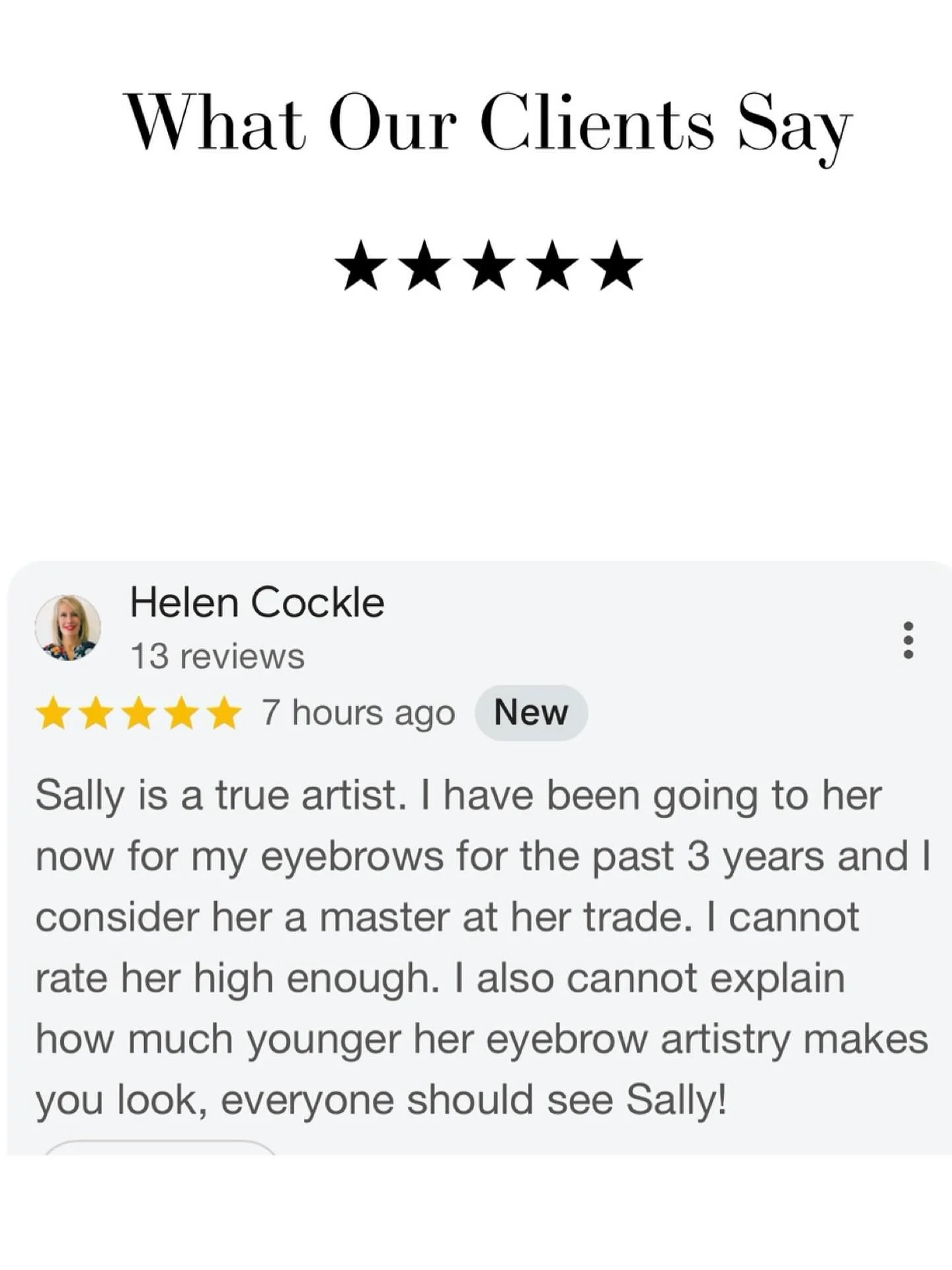 Reading these words from my lovely long-term client filled my heart with so much joy! Three years of brow transformations together, and still every appointment feels like catching up with an old friend. Nothing makes me prouder than knowing my work h
