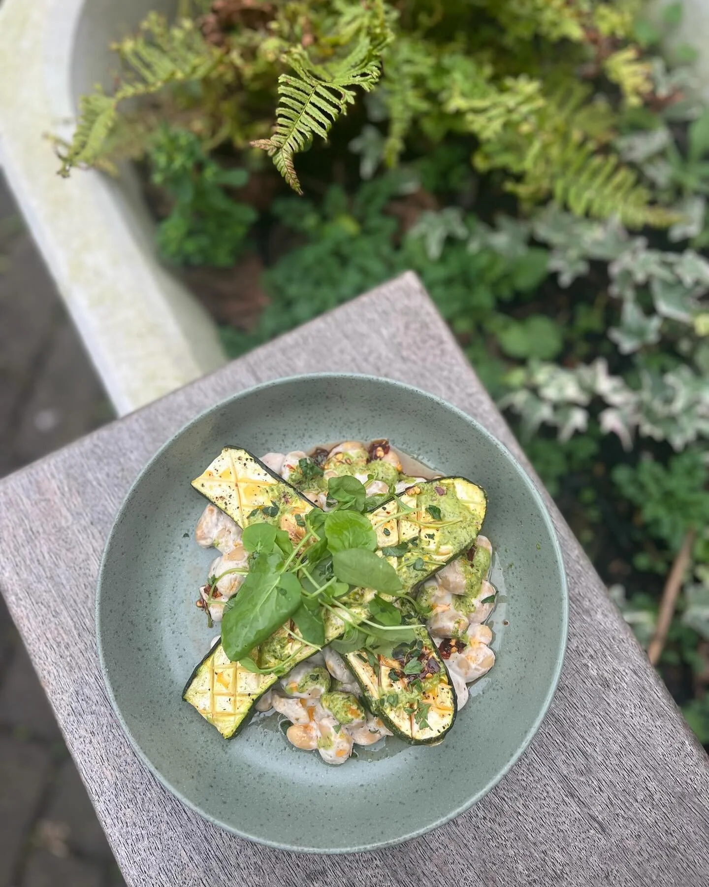 One of our small plate dishes on tonight&rsquo;s menu 💚

Baked courgette, butter beans in cashew cream, salsa verde &amp; chilli oil 🥒 

We still have some table&rsquo;s available for tonight .. click the link in our bio to book ✨