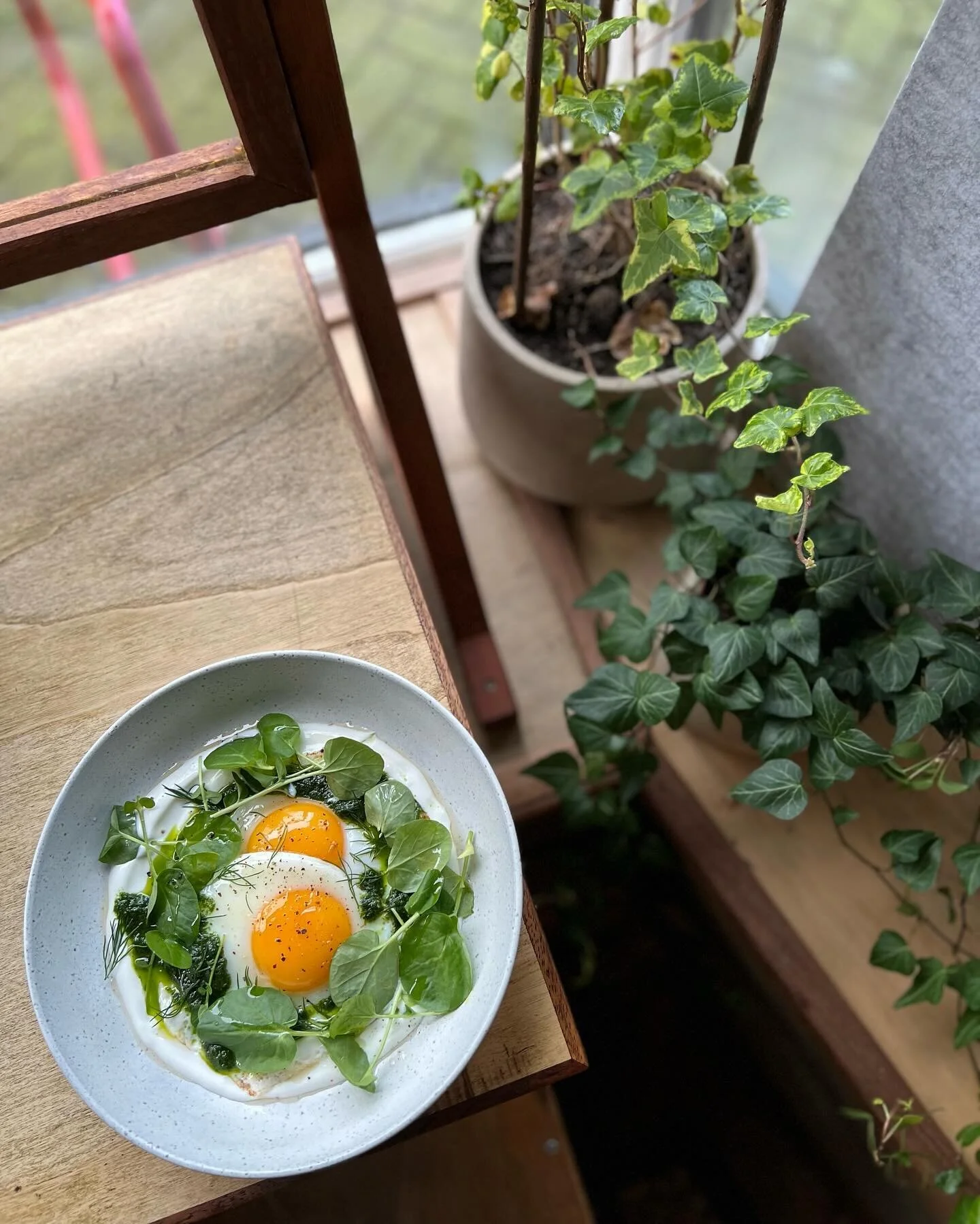 Happy Sunday! Open until 3 today for brunch 🤍 

🍃 Garlic &amp; chilli eggs, salsa verde &amp; garlic yoghurt 🍃
