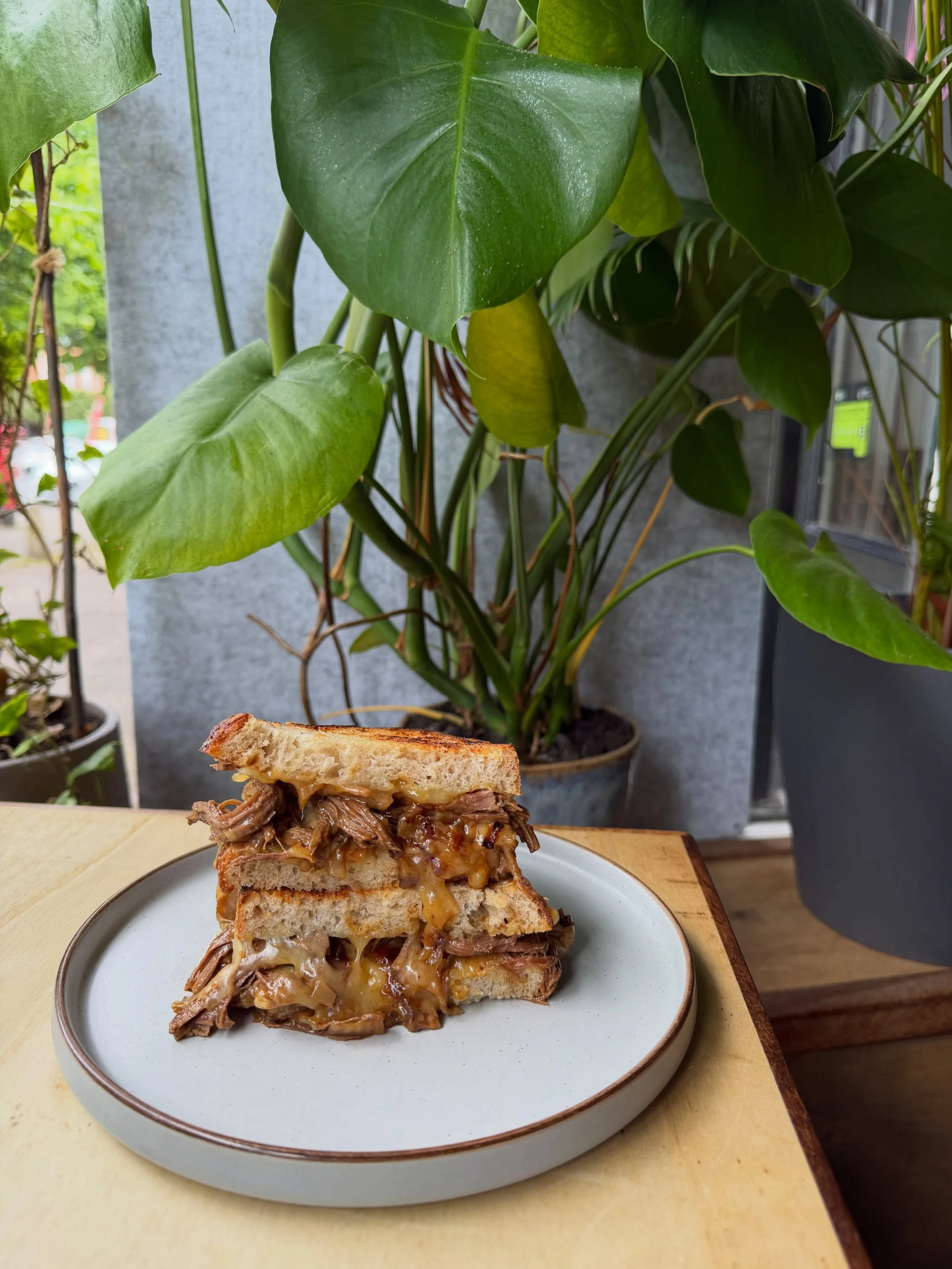 BRISKET &amp; CHEESE TOASTIE 🥪 
with caramelised onions 🤤

We are open 9 - 3pm tomorrow &amp; Sunday! See you then ✨
