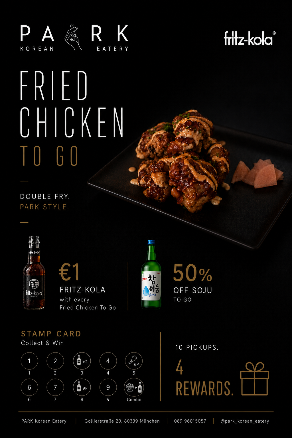 to-go Angebot in Kollaboration mit Fritz Kola, wenn man Freid Chicken To-Go bestellt.