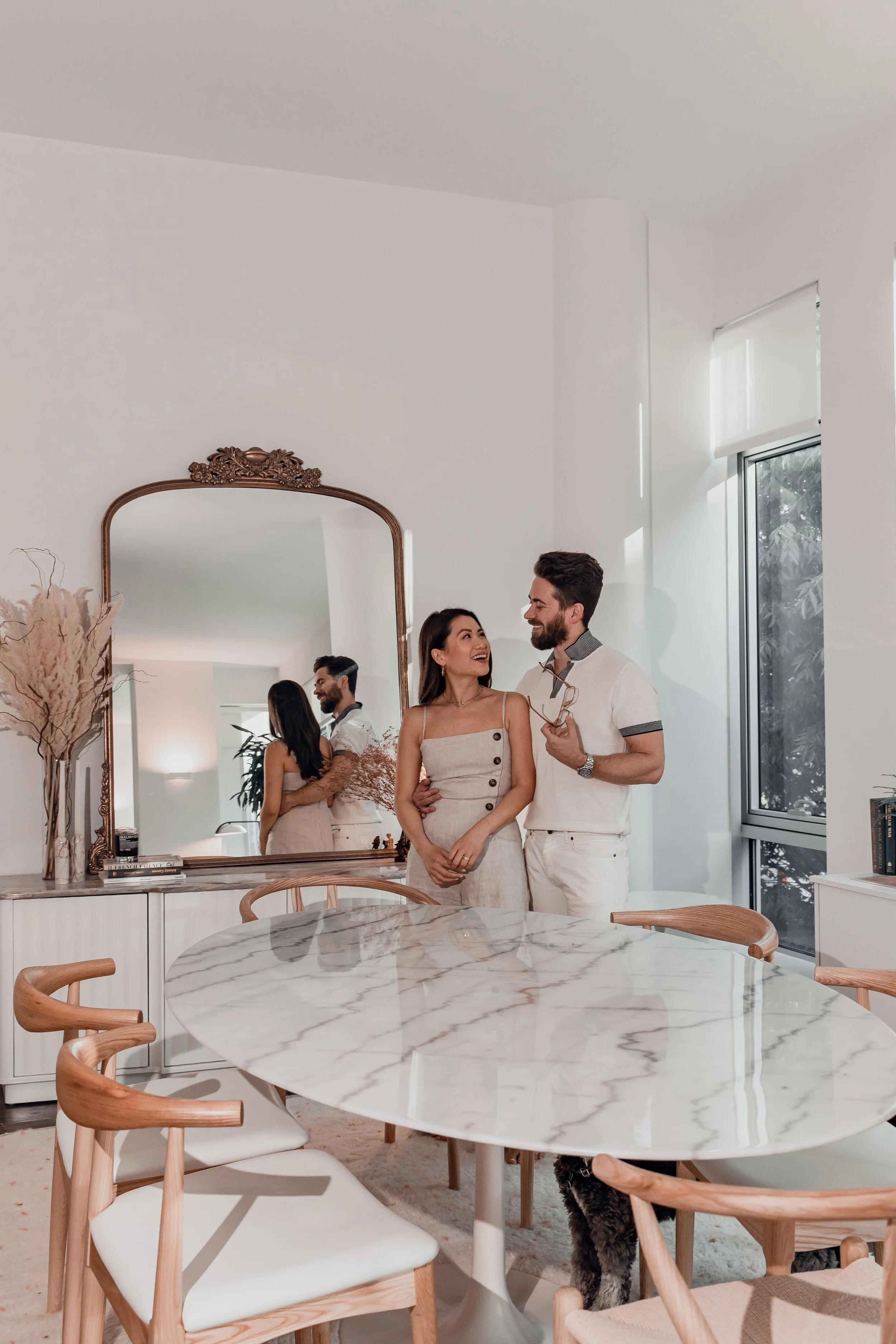 couple reflecting on their relationship together in a calm home environment