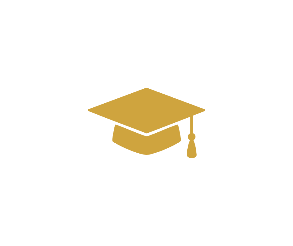 Gold graduation cap illustration.