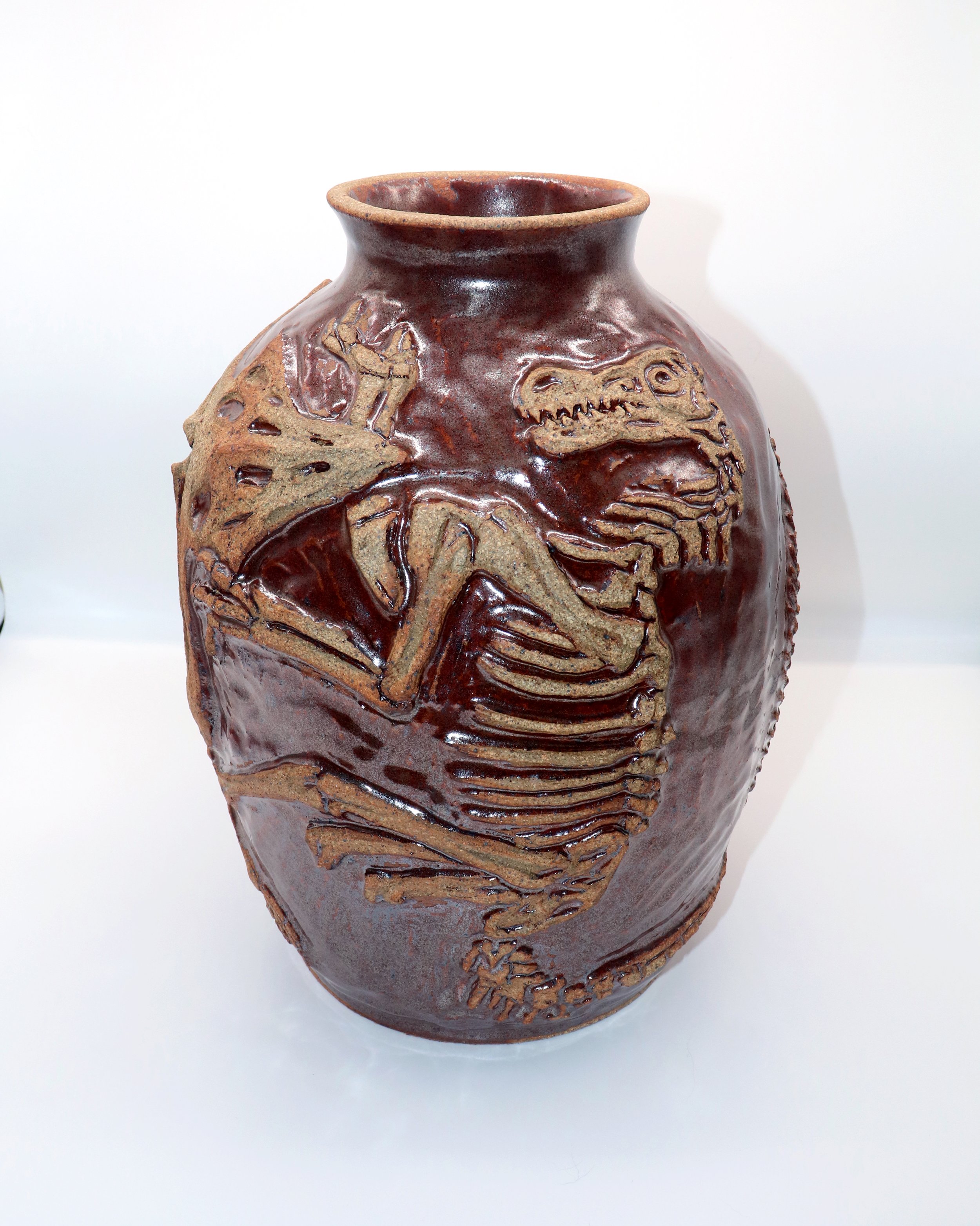 Dinosaurs Fighting, Reduction fired ceramic, 2026.