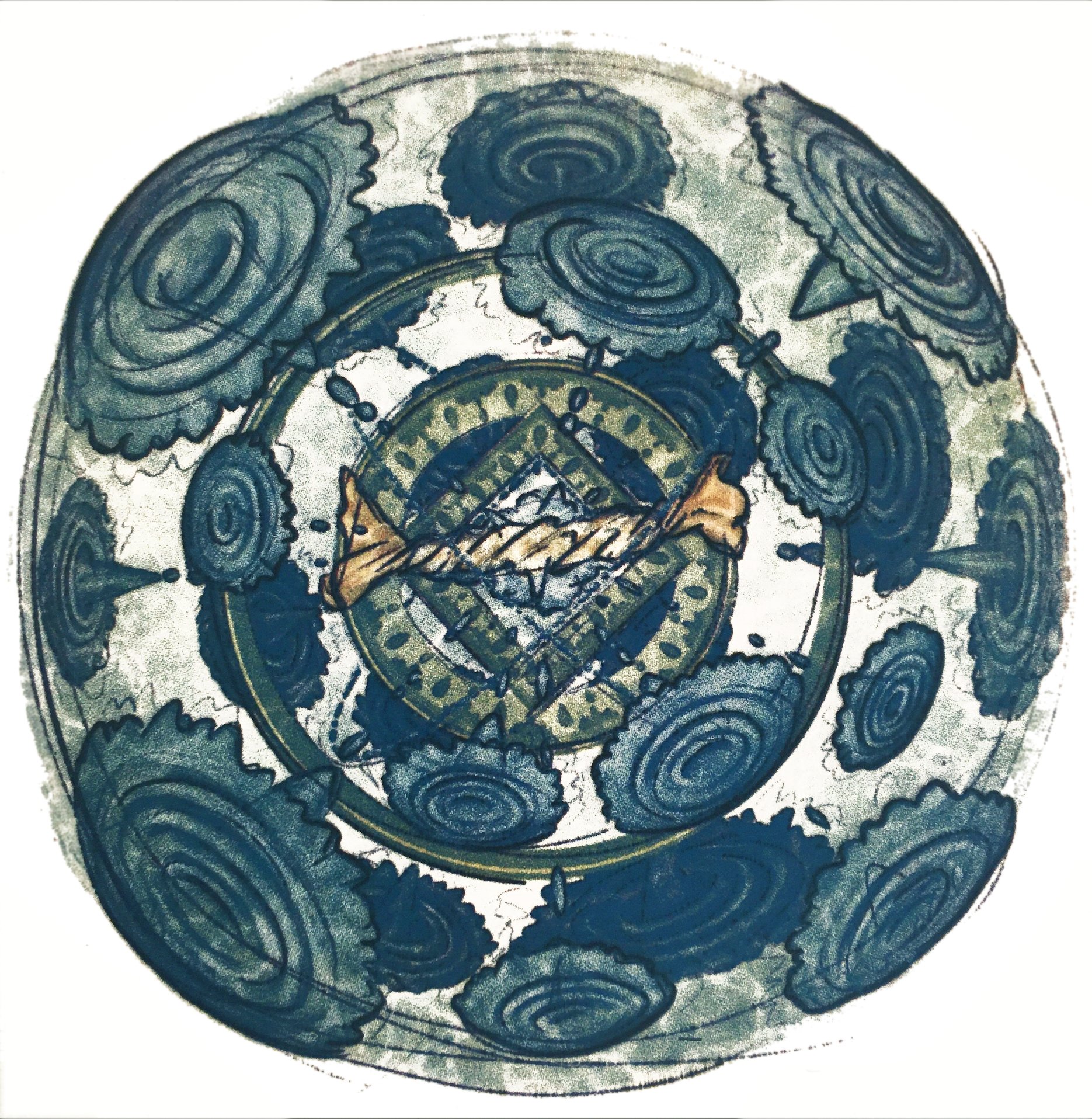 Wring, 2023, Dyed floor dust filtered through silkscreen