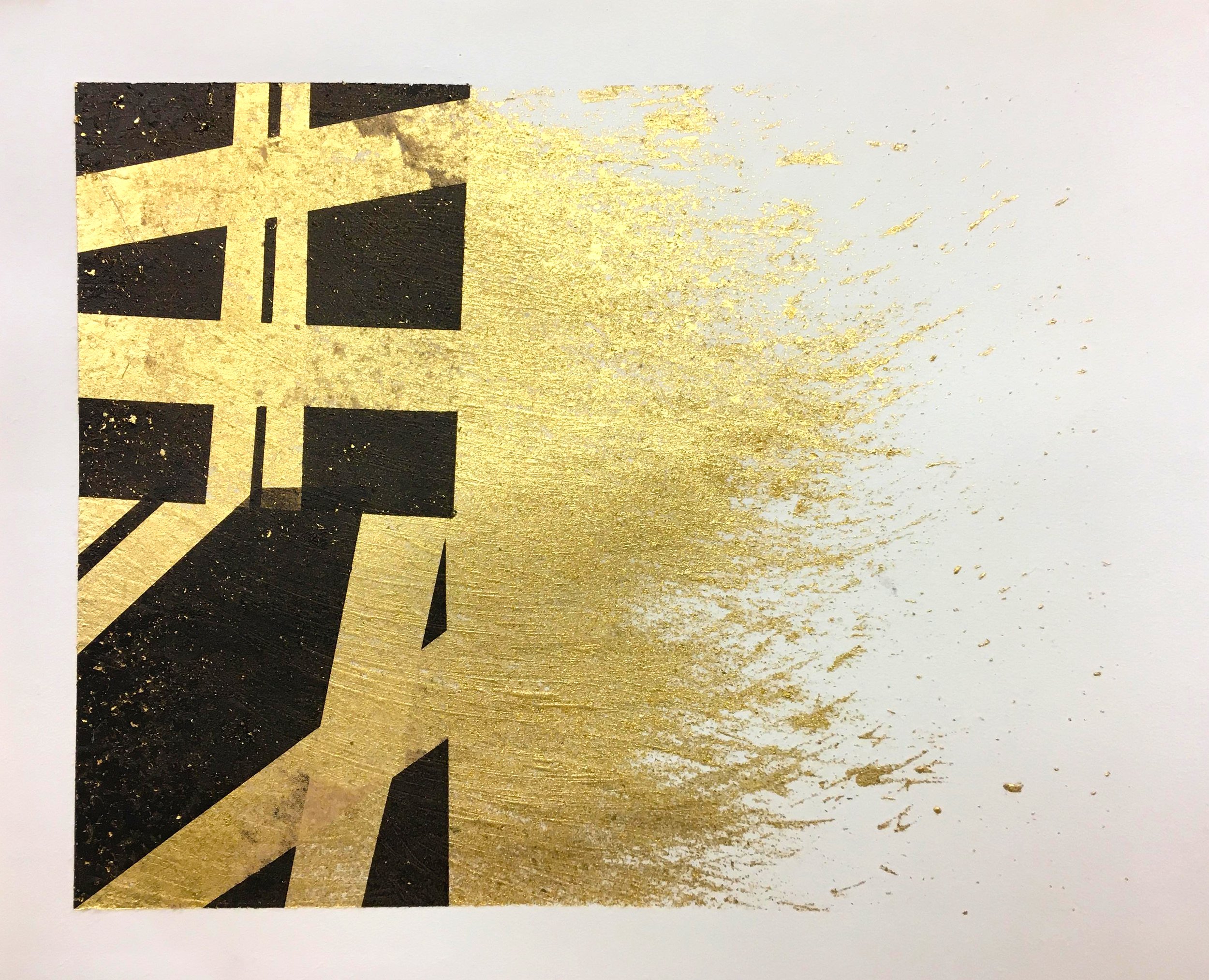 Z3, 2022, Linocut and gold leaf
