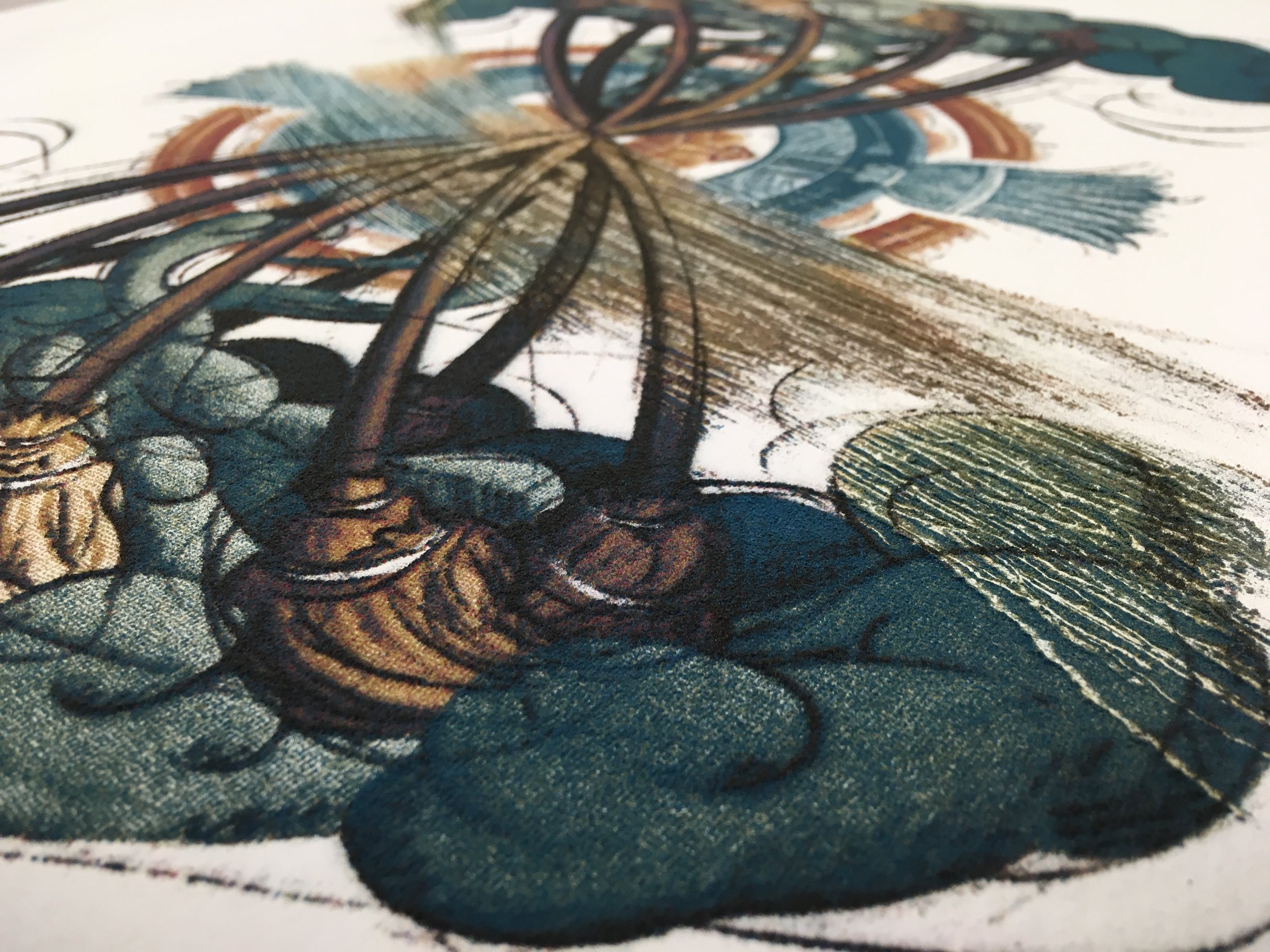 Sweep (Detail), 2023, Dyed floor dust filtered through silkscreen