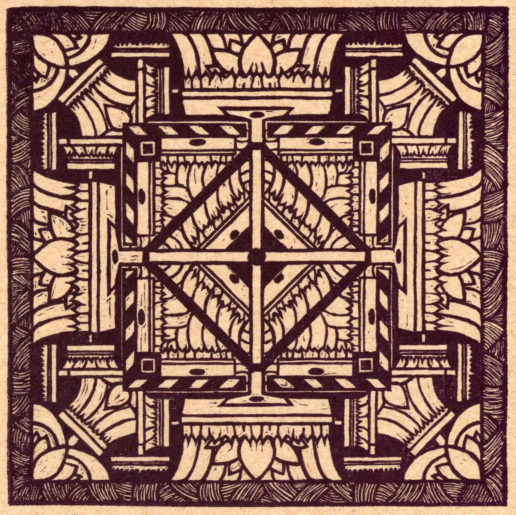 Push, 2022, Linocut on paper towel
