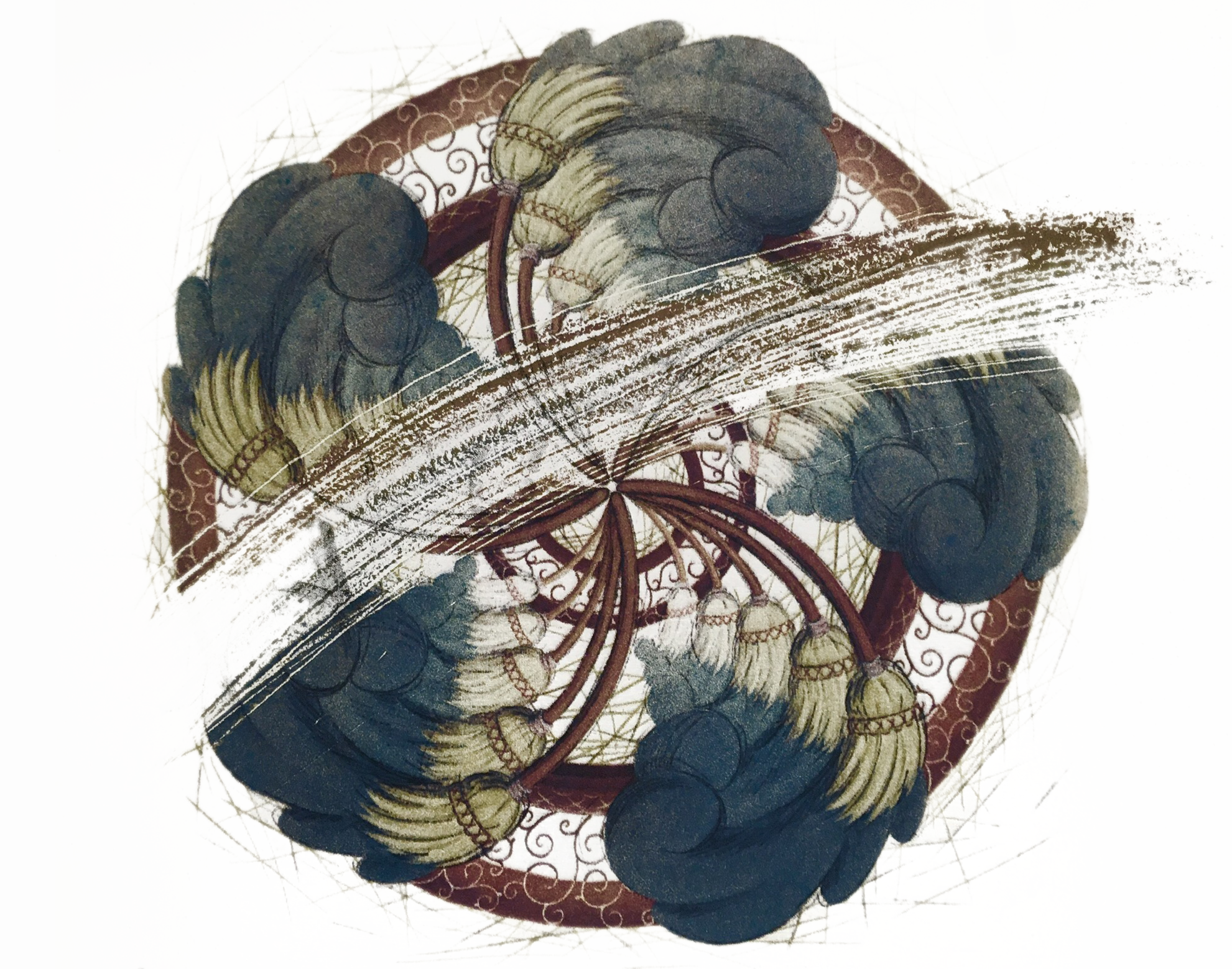 Pinwheel, 2023, Dyed floor dust filtered through silkscreen