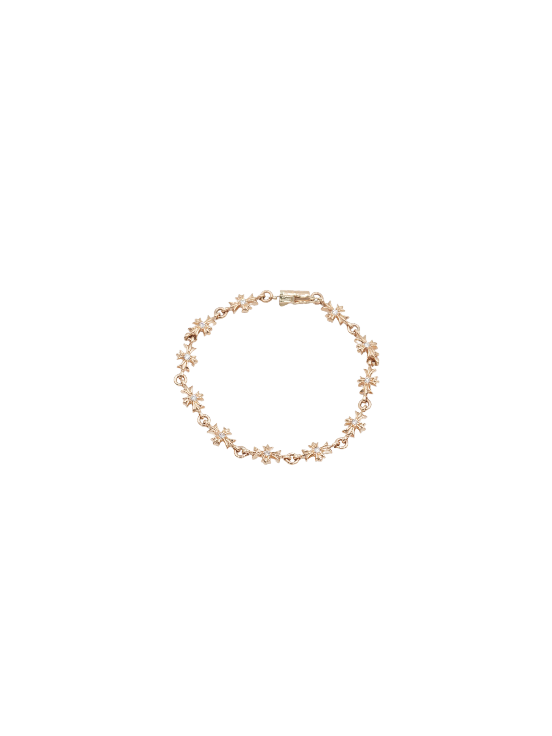 Chrome Hearts Tiny E Bracelet with White Diamonds - 11 Links