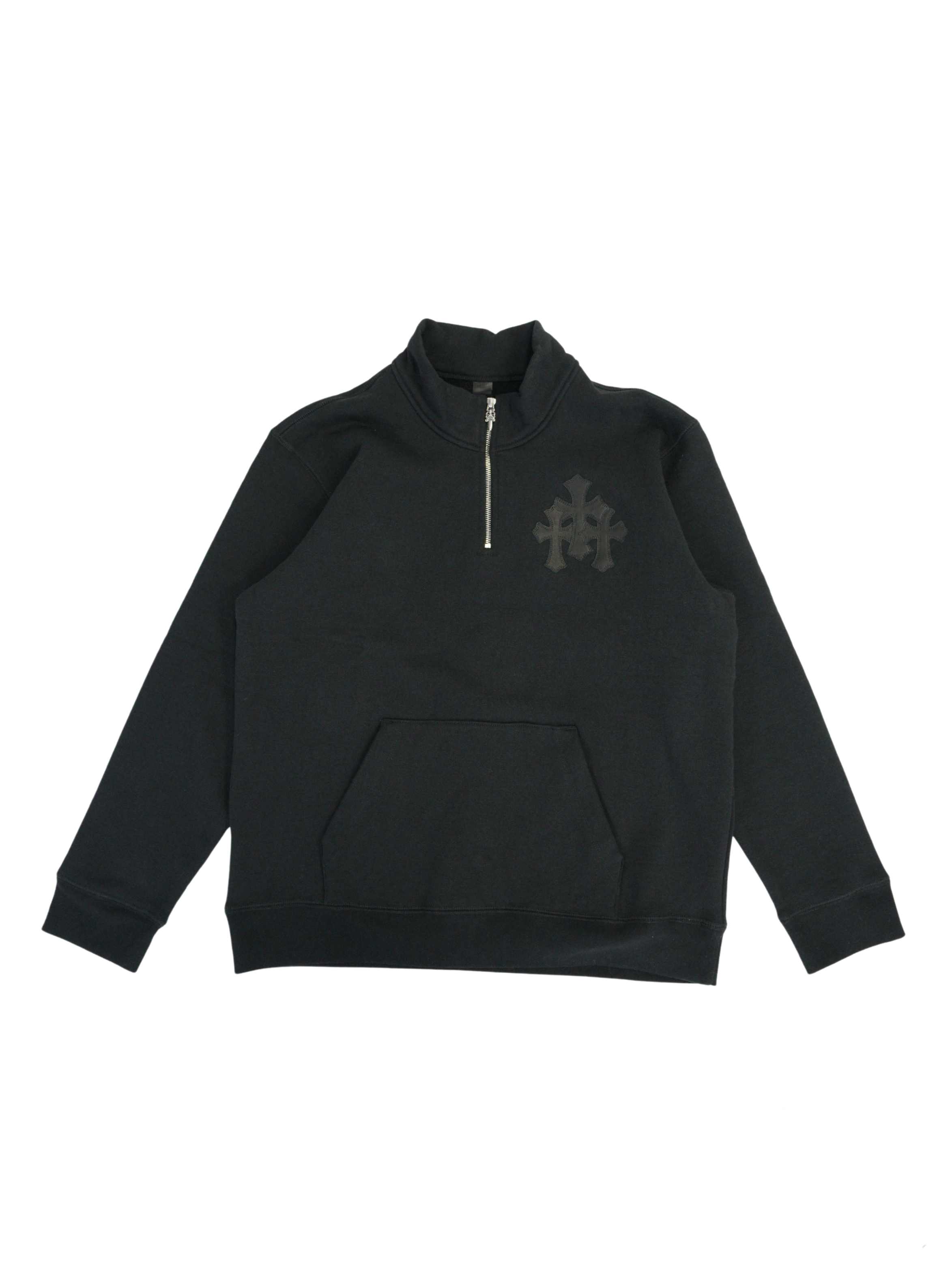 Chrome Hearts Cross Patch Paper Jam Quarter Zip Sweatshirt - Black