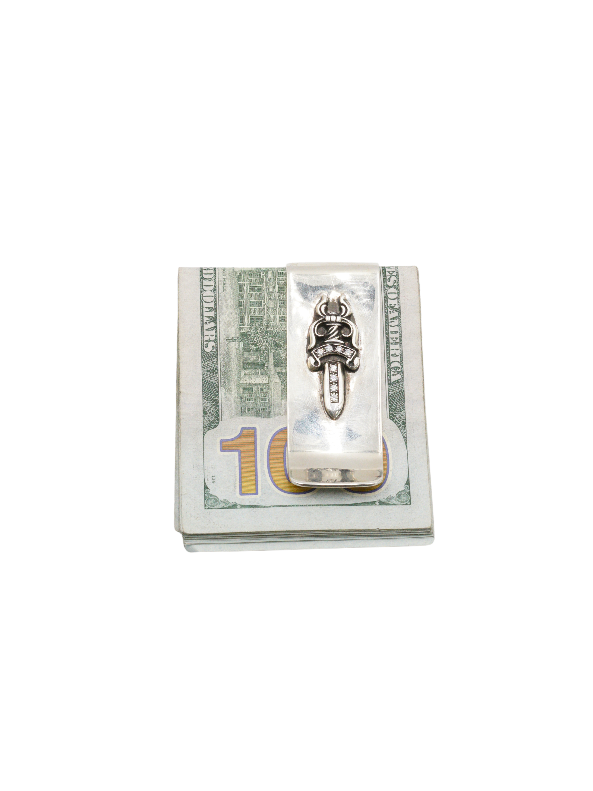 Chrome Hearts Diamond Dagger Money Clip in Silver