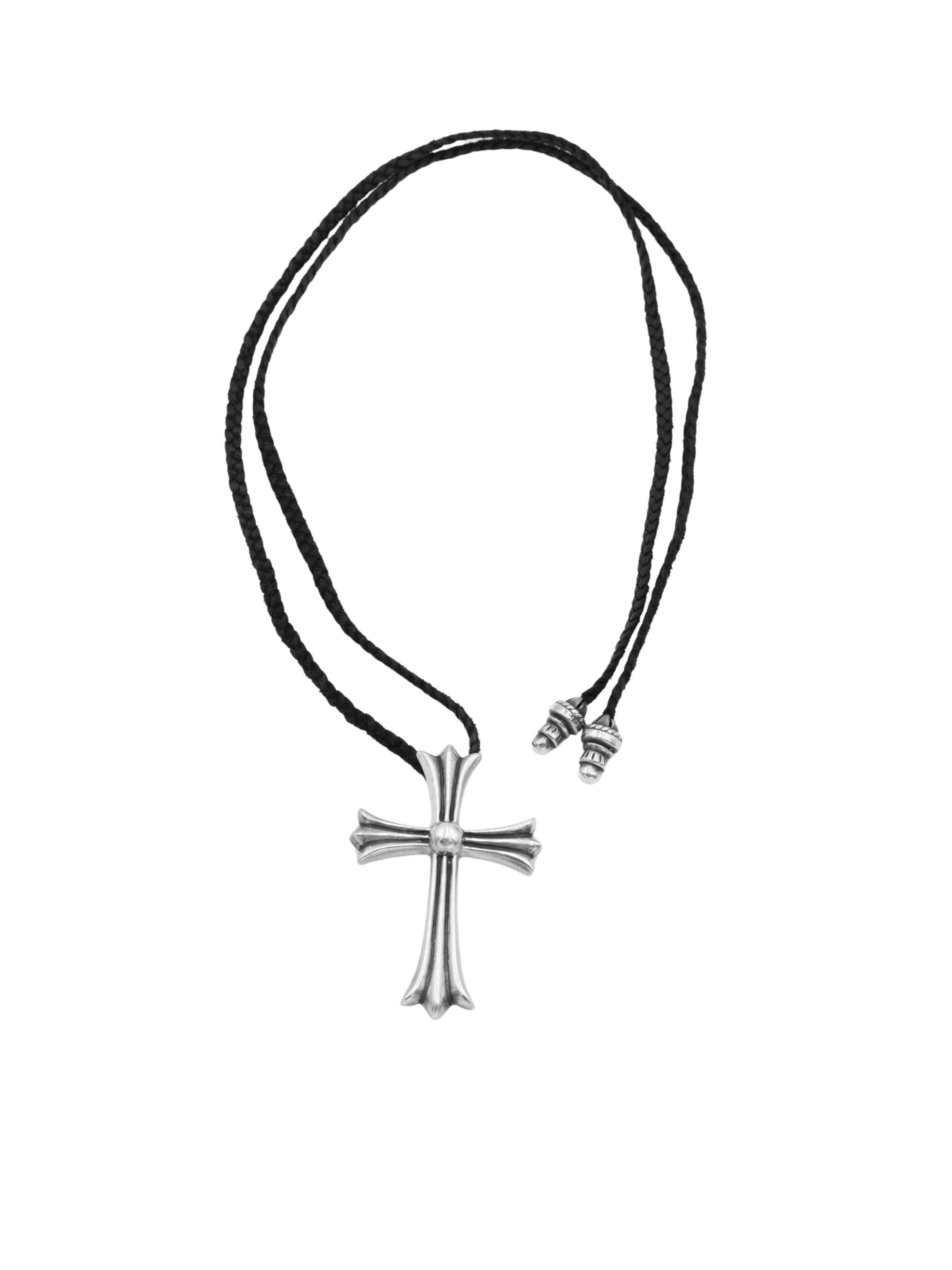 Chrome Hearts Large Cross Pendant with Leather Necklace