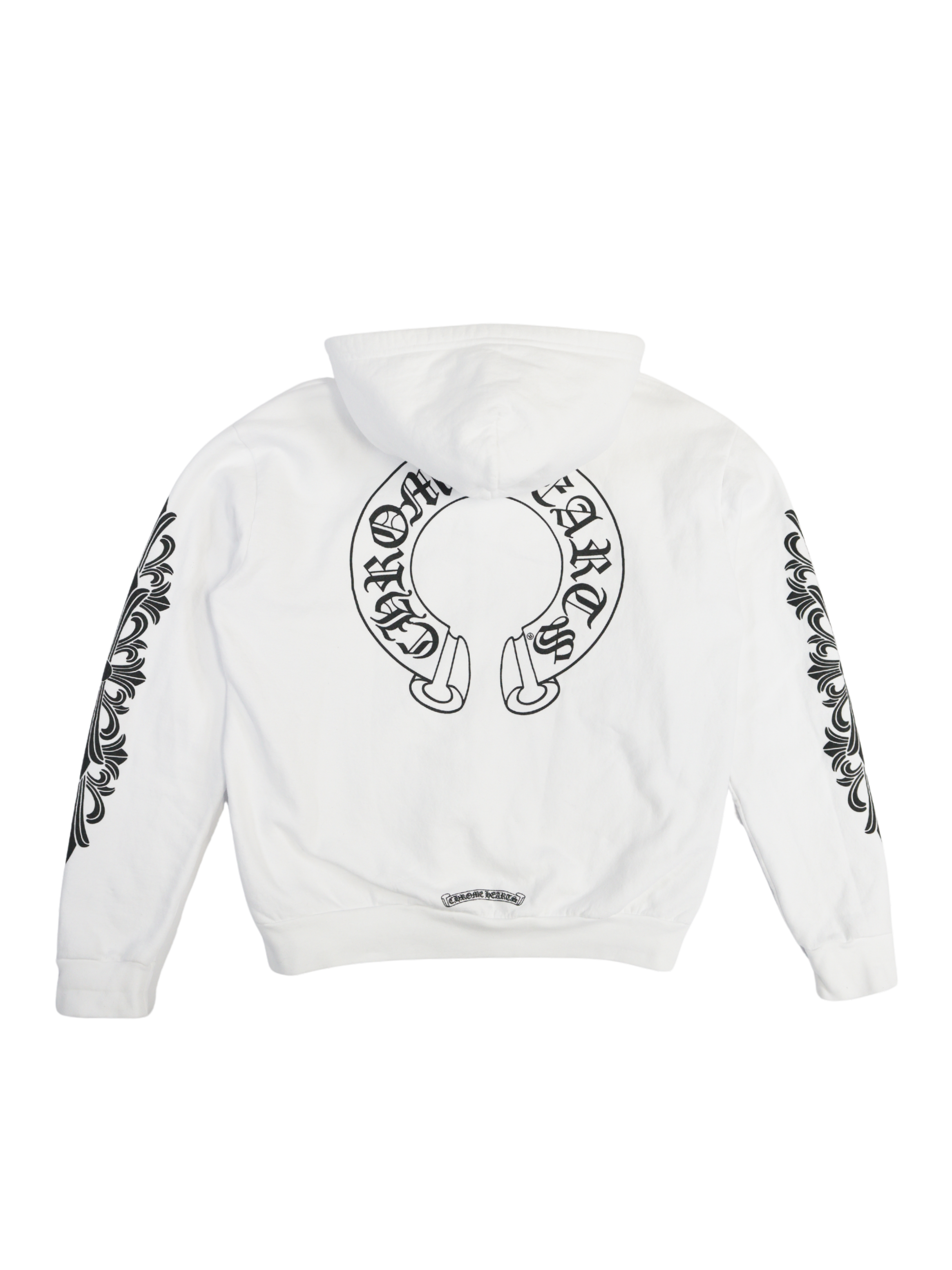 Chrome Hearts Vintage Horseshoe Floral Sleeve Fleece Zip Up Hoodie - M