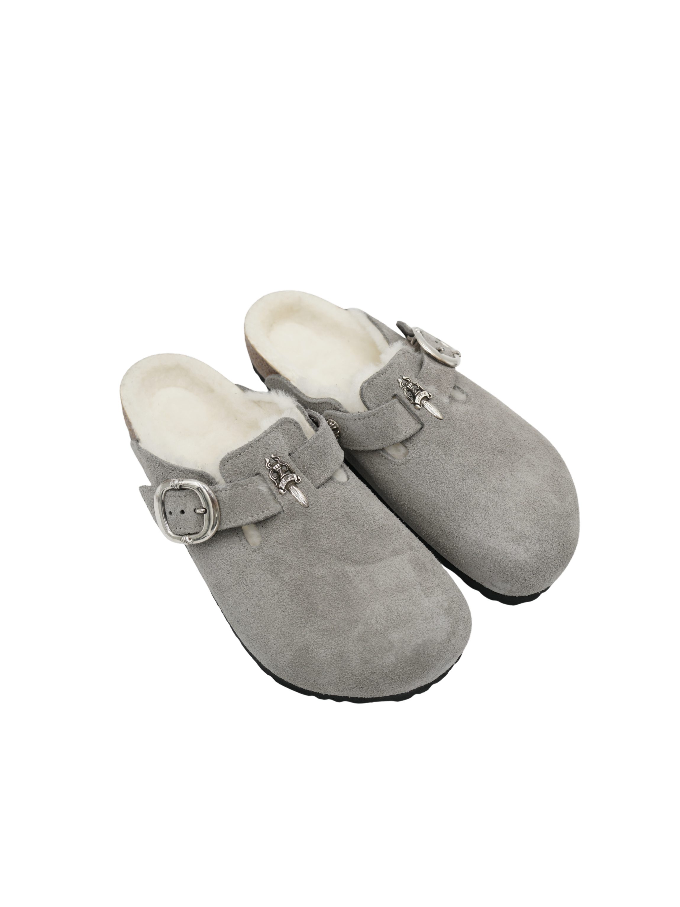 Chrome Hearts Birkenstock Boston Shearling Clog -  Gray