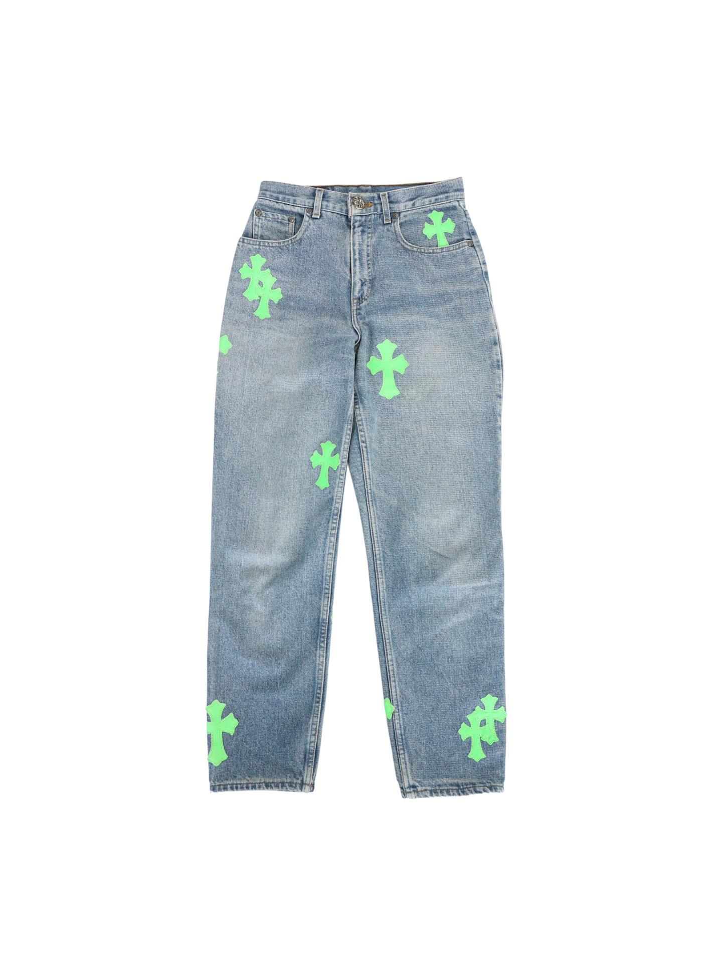 Chrome Hearts 1/1 Lime Green Cross Patch Jeans