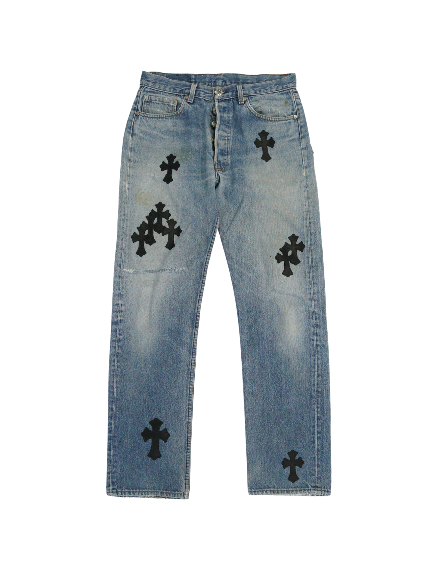 Chrome Hearts 501 Black Cross Patch Jeans - 32