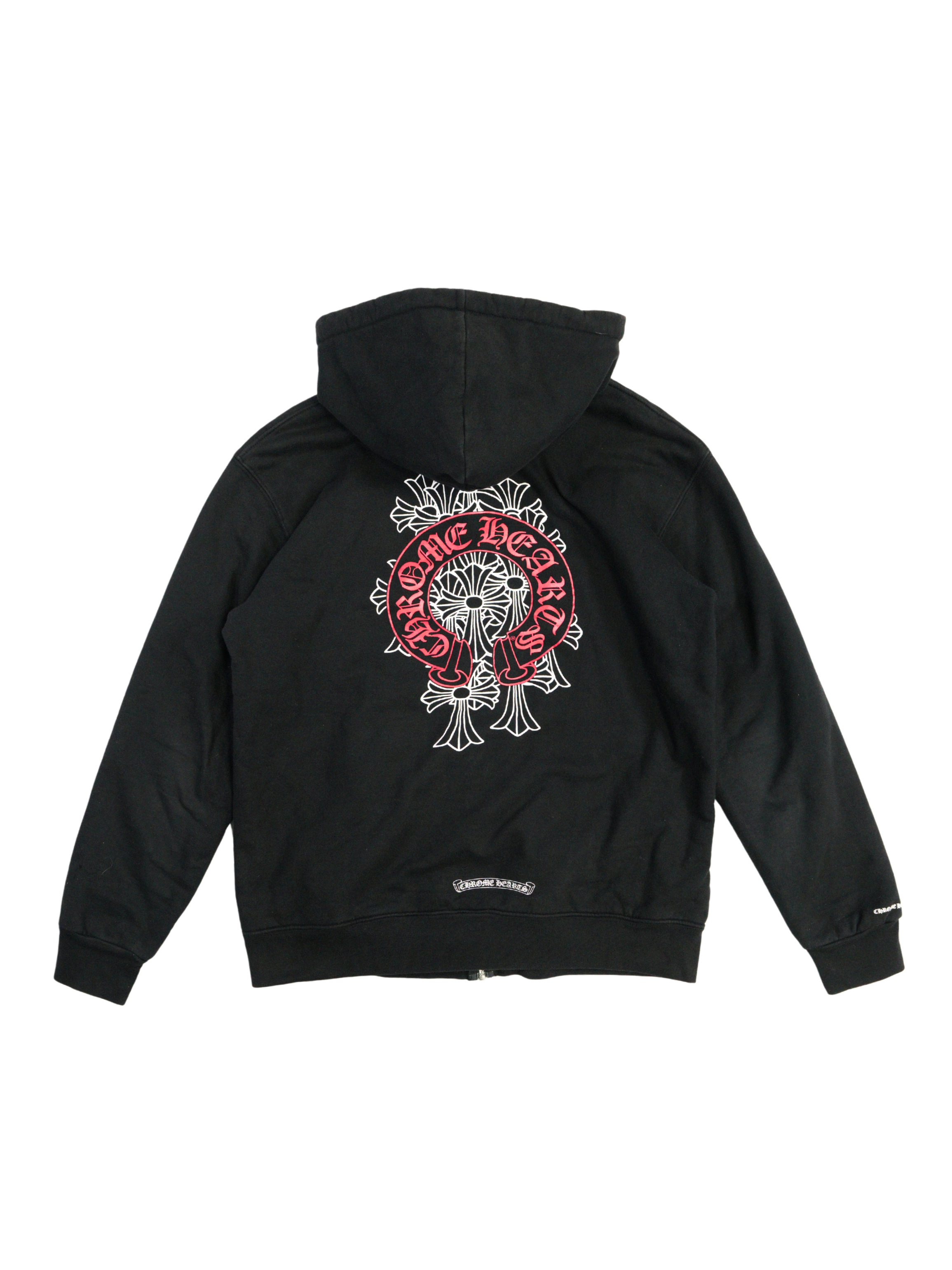 Chrome Hearts Vintage Red Horseshoe Waffle Zip Up Hoodie - XL
