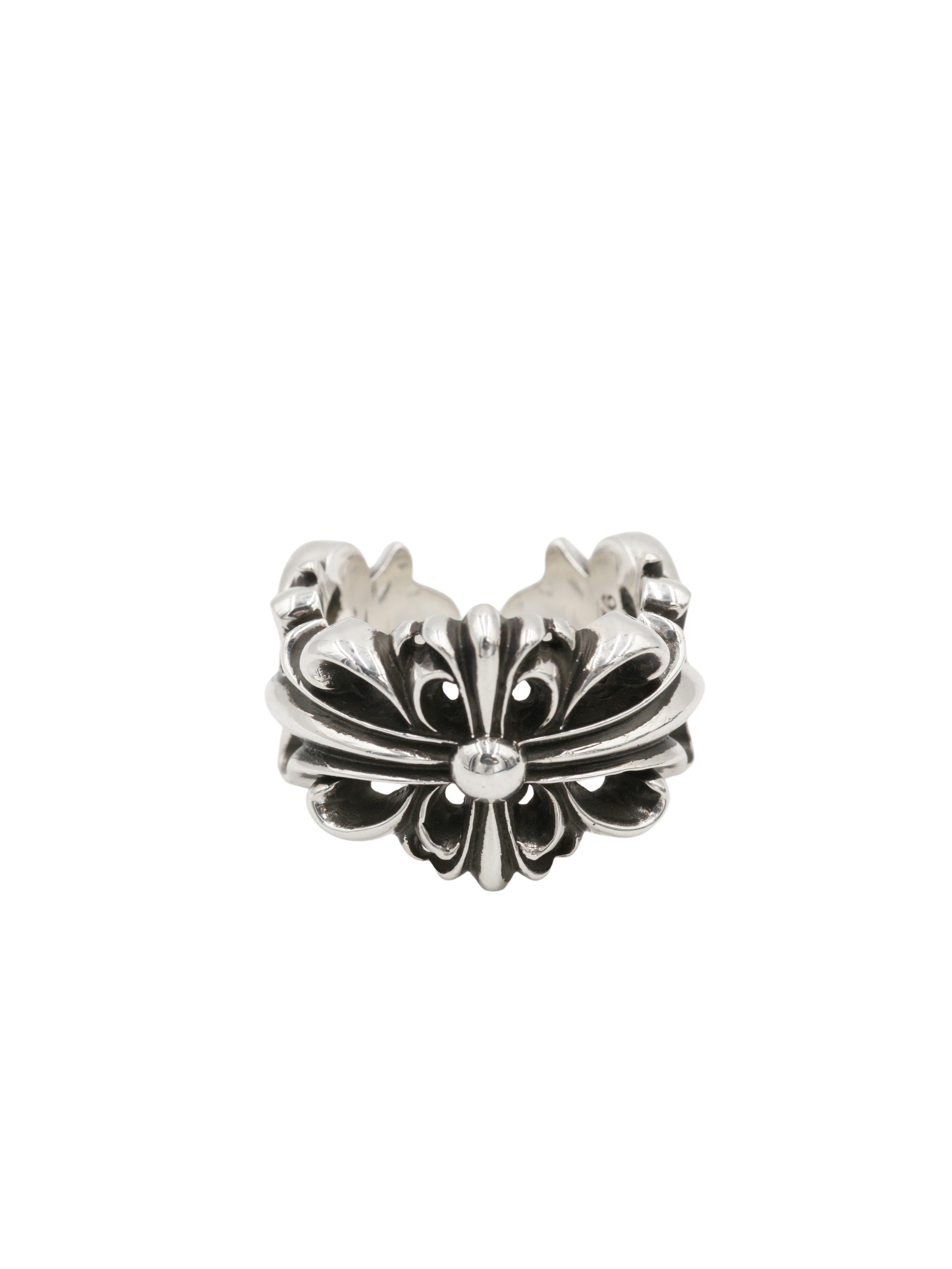 Chrome Hearts Double Floral Ring in Silver - US10