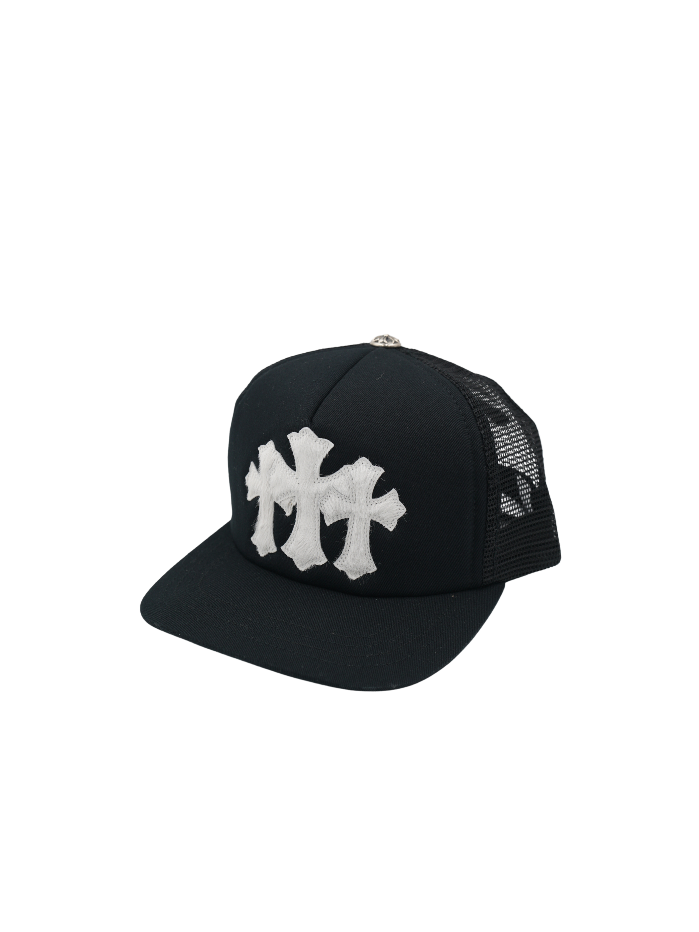 Chrome Hearts Pony Hair Cemetery Cross Patch Trucker Hat