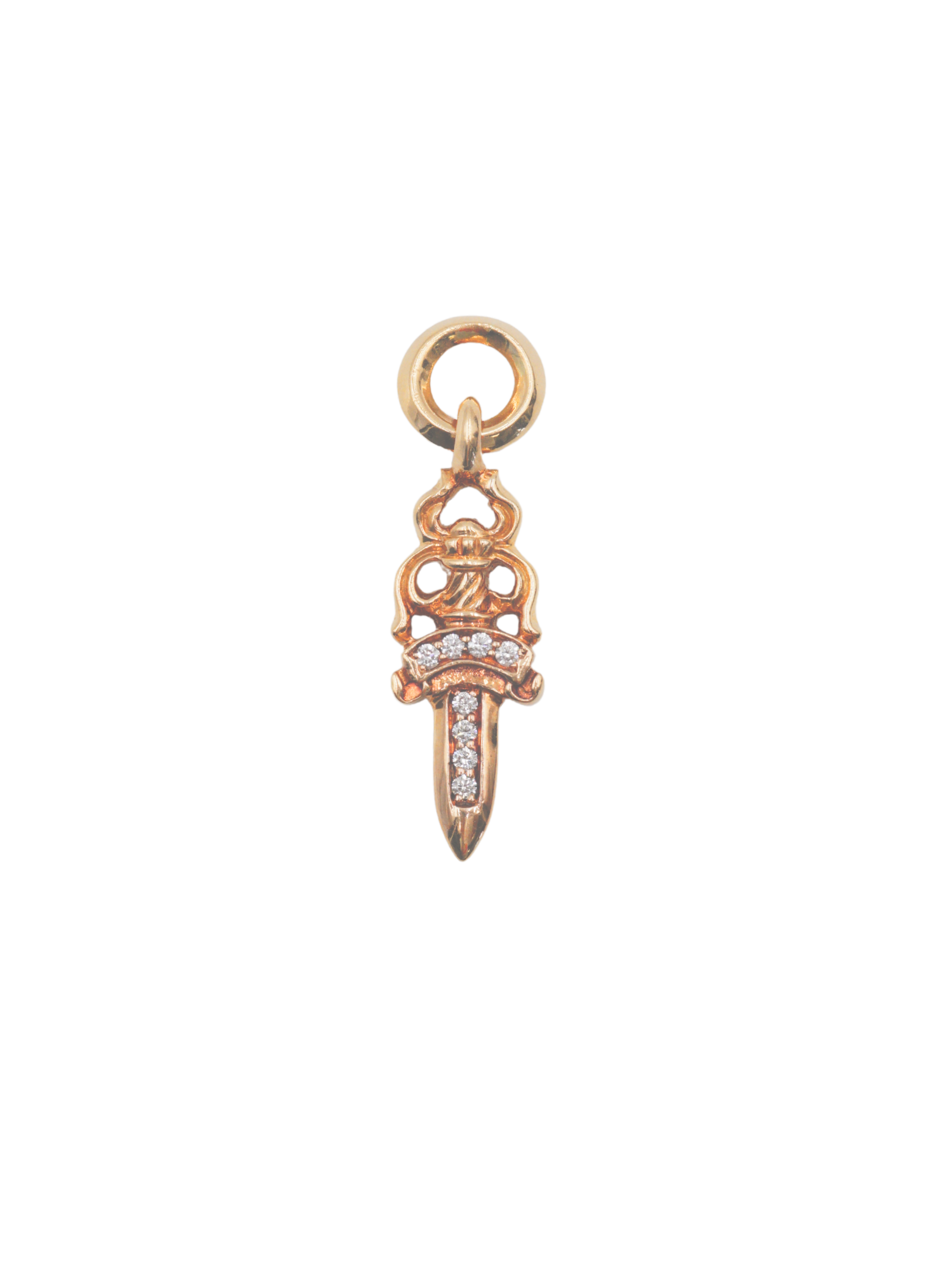 Chrome Hearts 22K Gold Dagger with White Diamonds