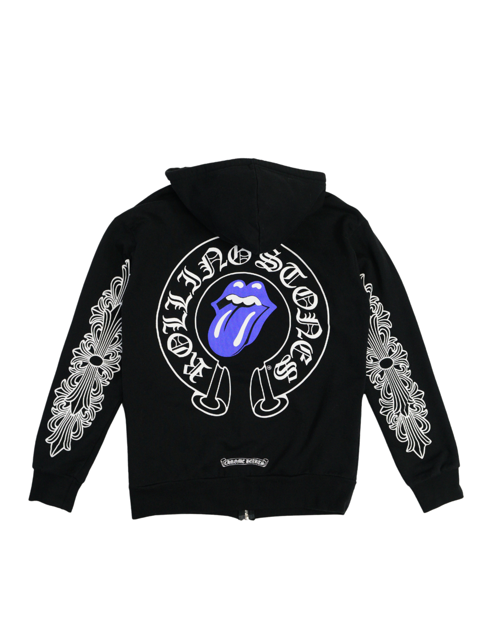 Chrome Hearts Vintage Rolling Stones Script Blue Tongue Black Zip Up - S