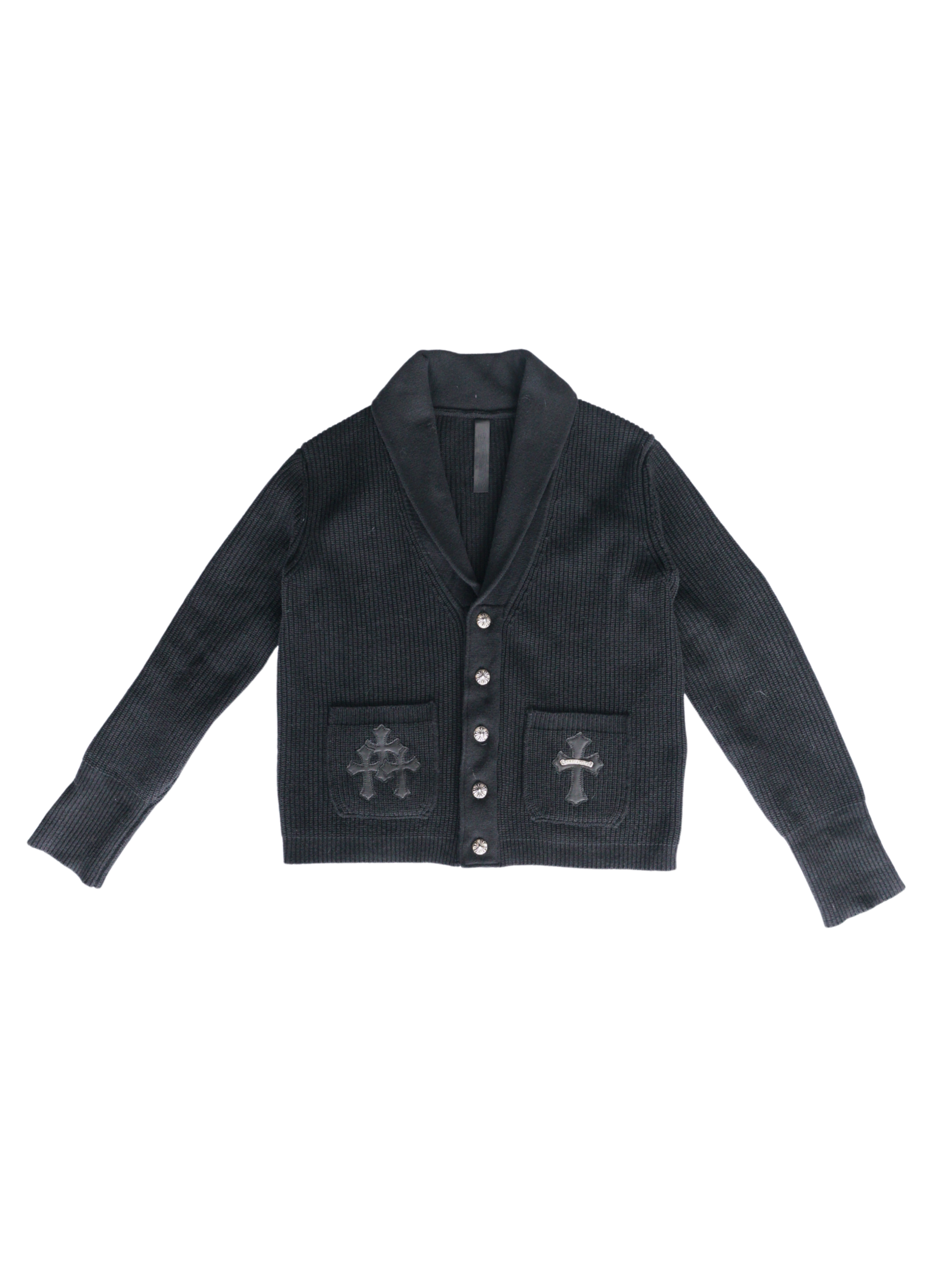 Chrome Hearts Leather Triple Cross Patch Cardigan Sweater