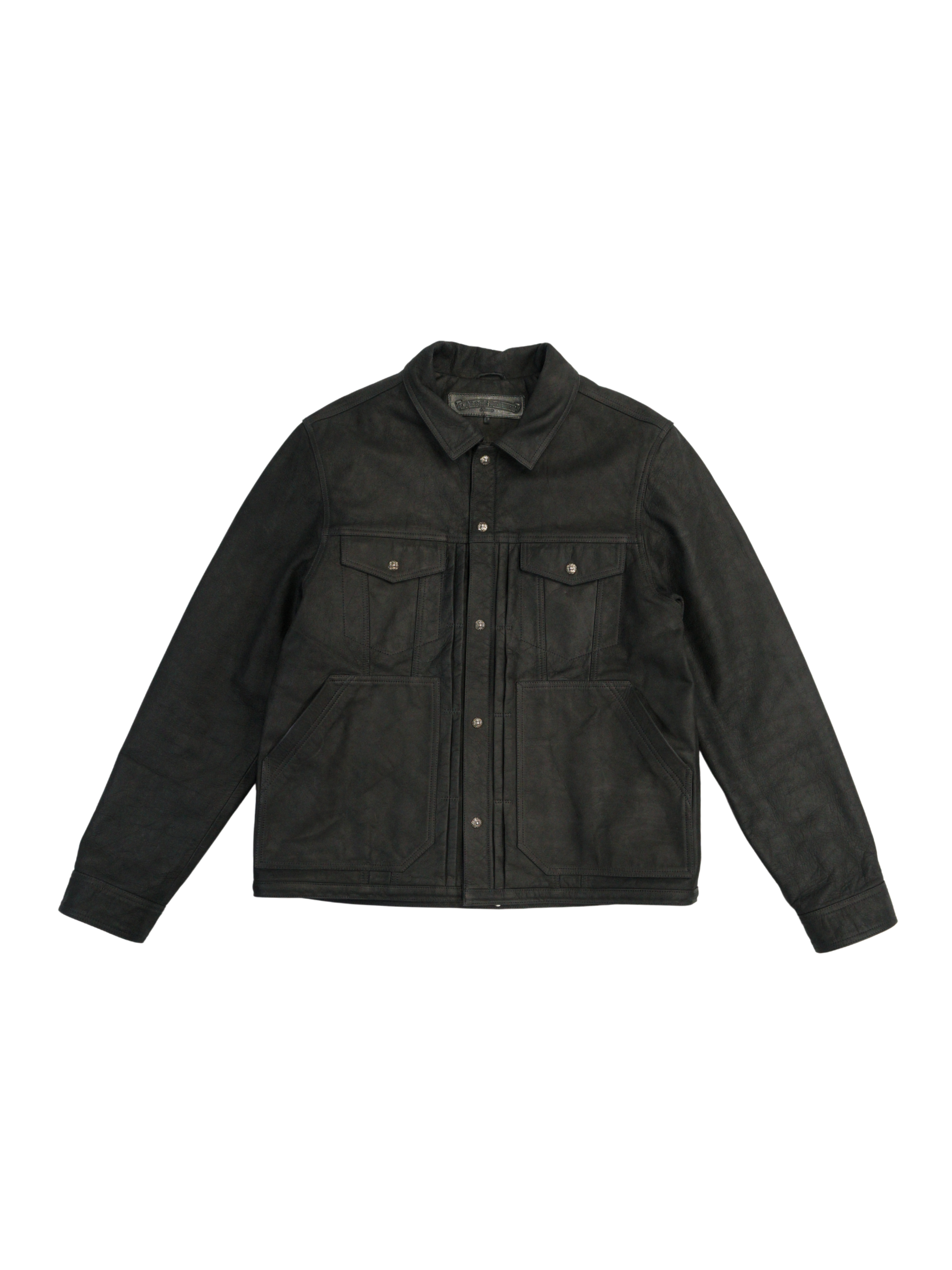 Chrome Hearts Black Leather Button Jacket