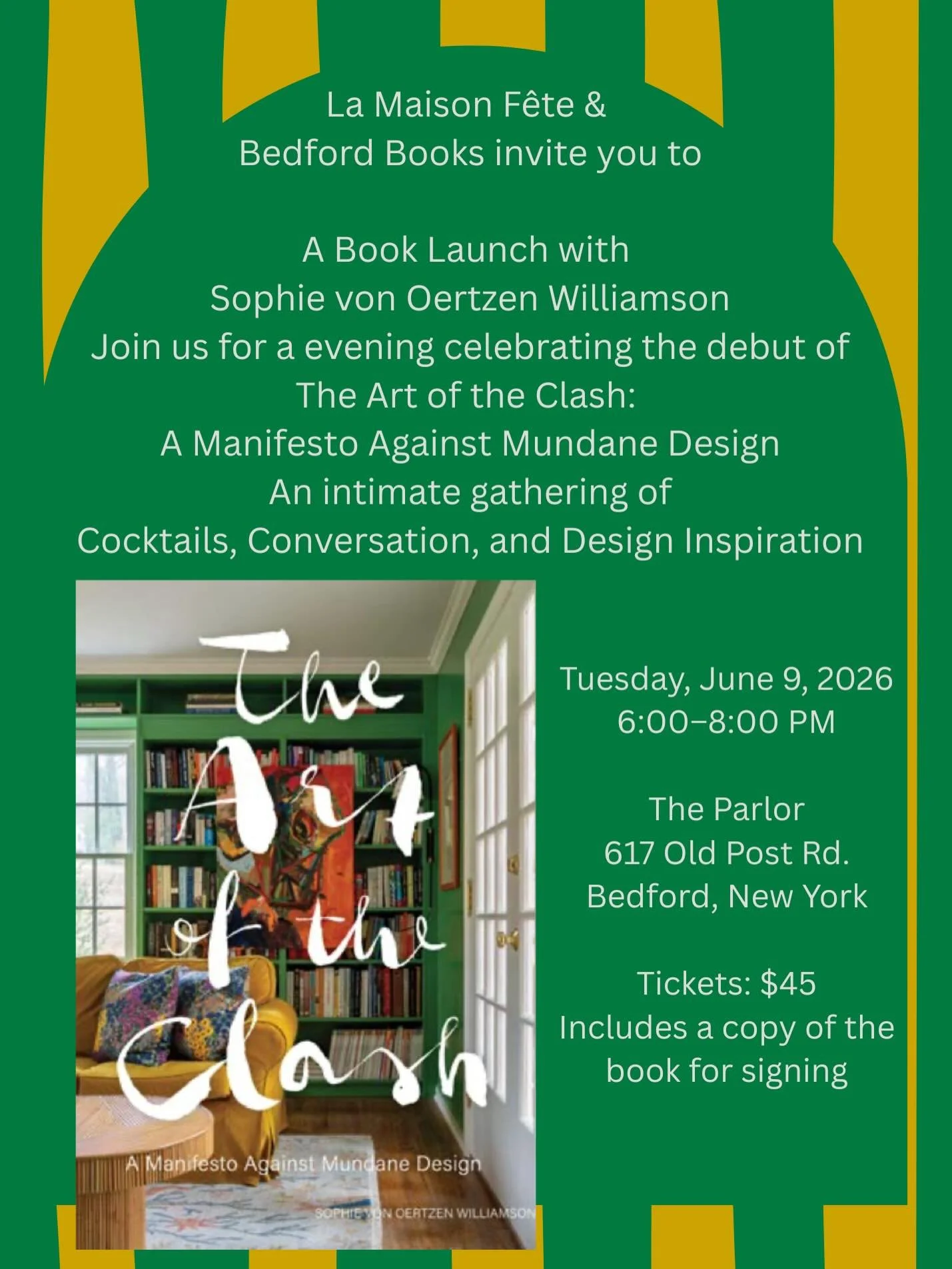 For years, we&rsquo;ve loved sharing Sophie von Oertzen Williamson&rsquo;s beautiful collection at La Maison F&ecirc;te, and we&rsquo;re thrilled to welcome her to the shop next Tuesday, June 9th at 6 PM.

Known for her fearless use of pattern, color