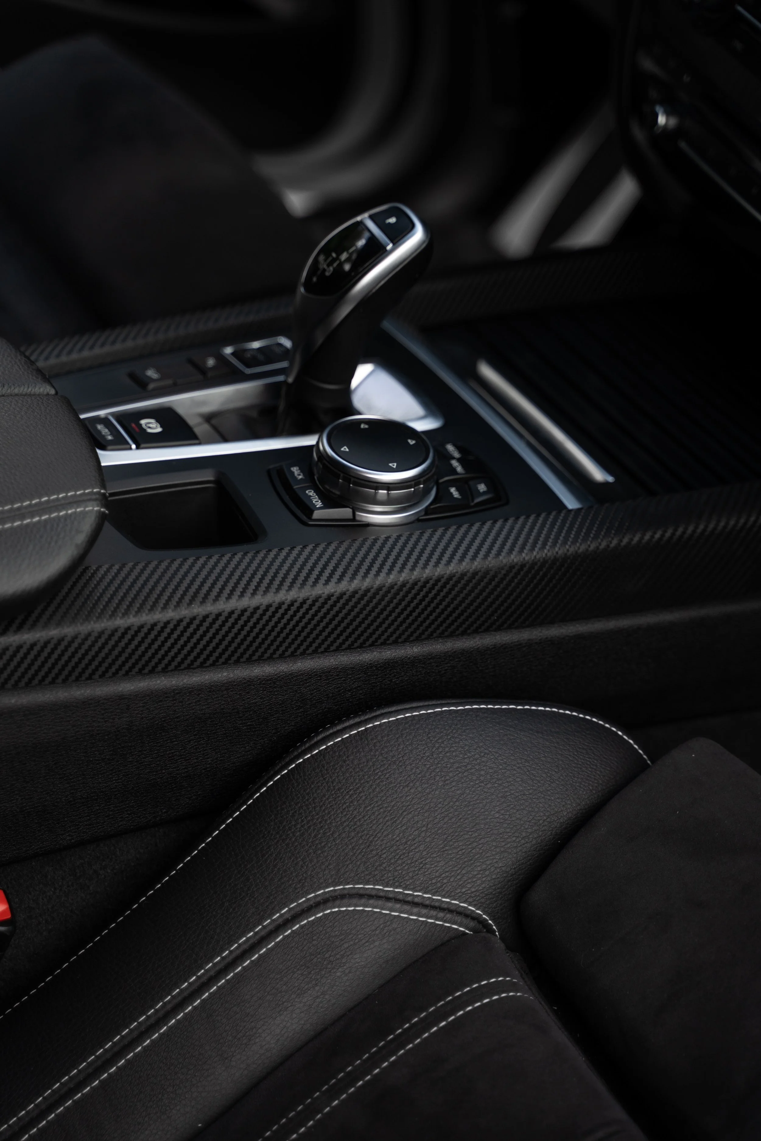 Car interior detail - clean dashboard and gear shift after mobile detailing service in Hermiston, Oregon