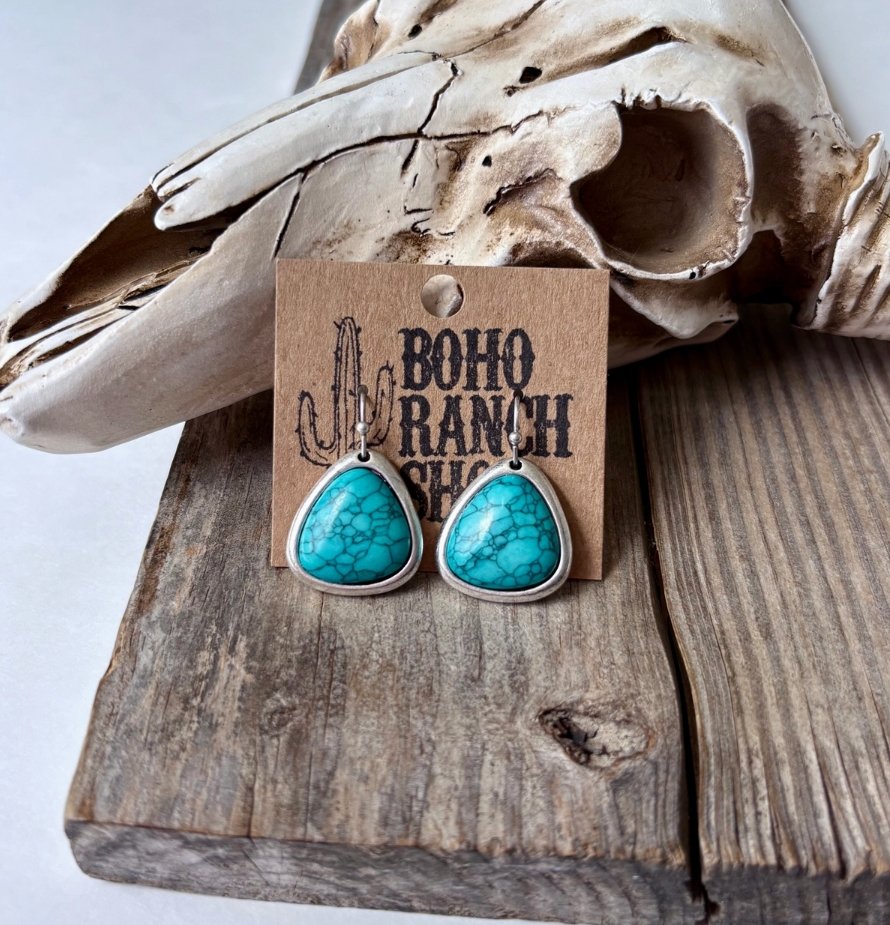 Western Turquoise Stone Dangle Earrings