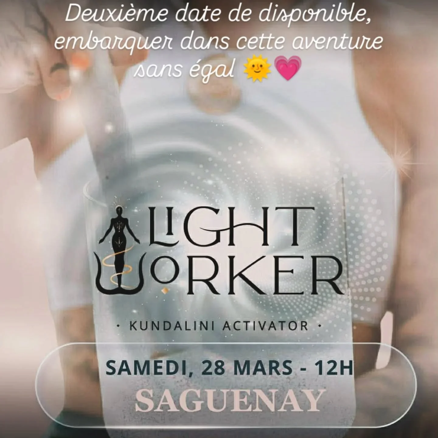 Exceptionnellement, en raison de l'engouement infini pour l'activation du KUNDALINI, Kiki lightworker et son &eacute;quipe seront sur place le samedi 28 mars prochain, chez Fusion Bien-&ecirc;tre, pour r&eacute;pondre &agrave; la demande.

Qu'est-ce 