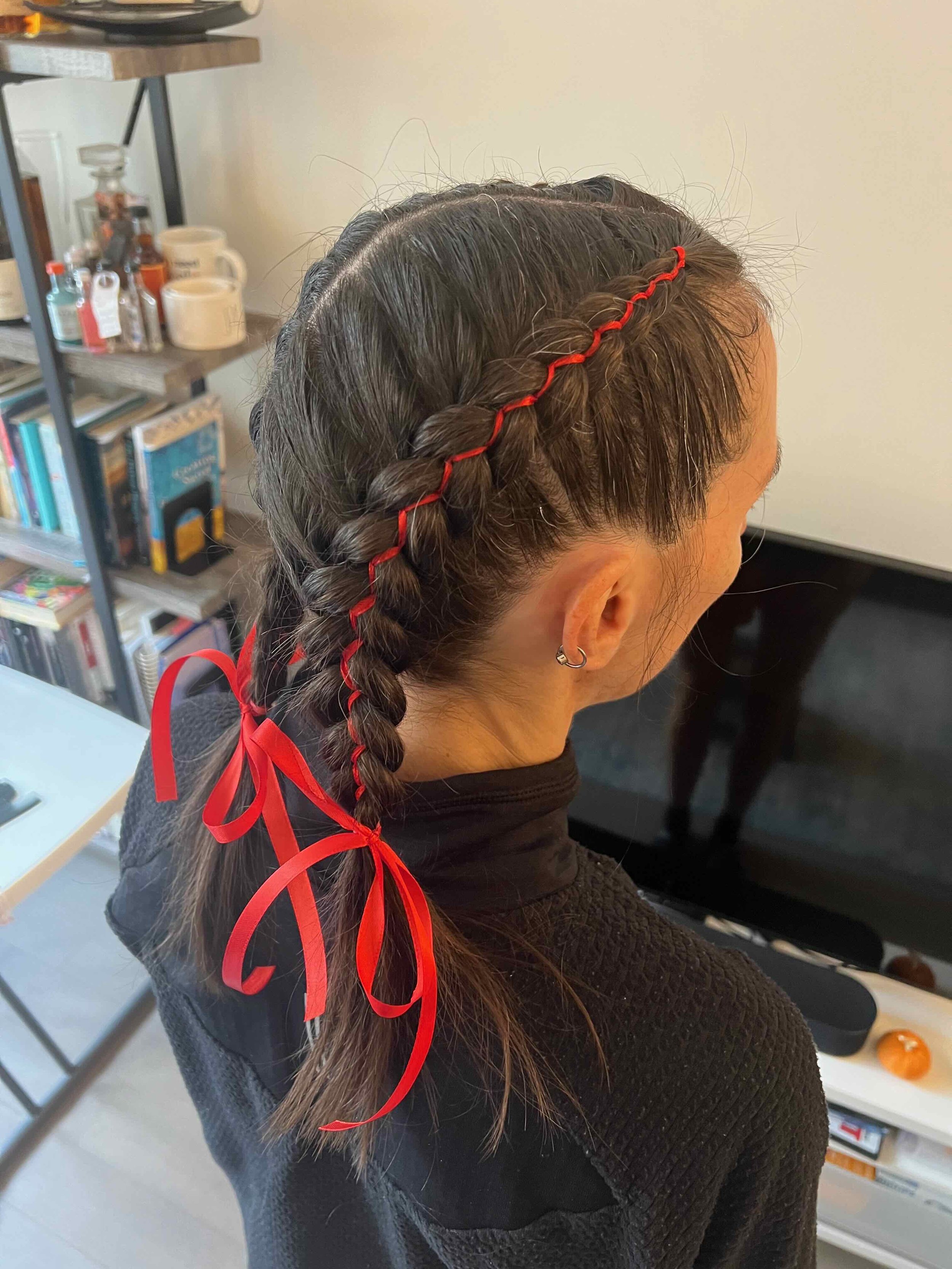 Double 5-strand ribbon braid, single color