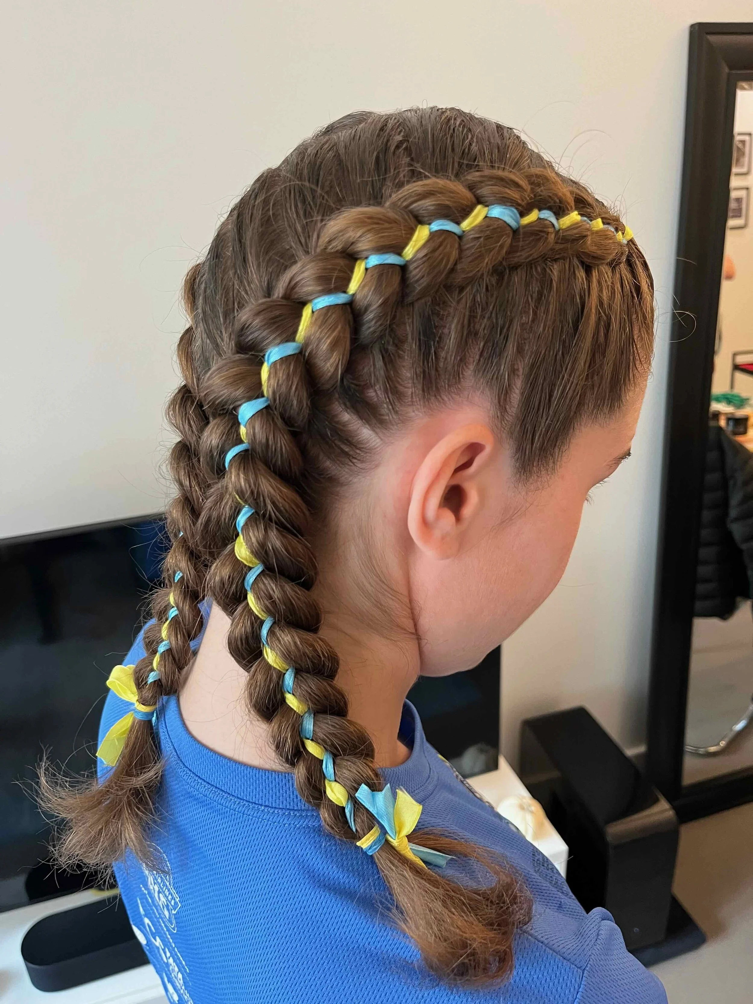 Double 5-strand ribbon braid, 2 colors