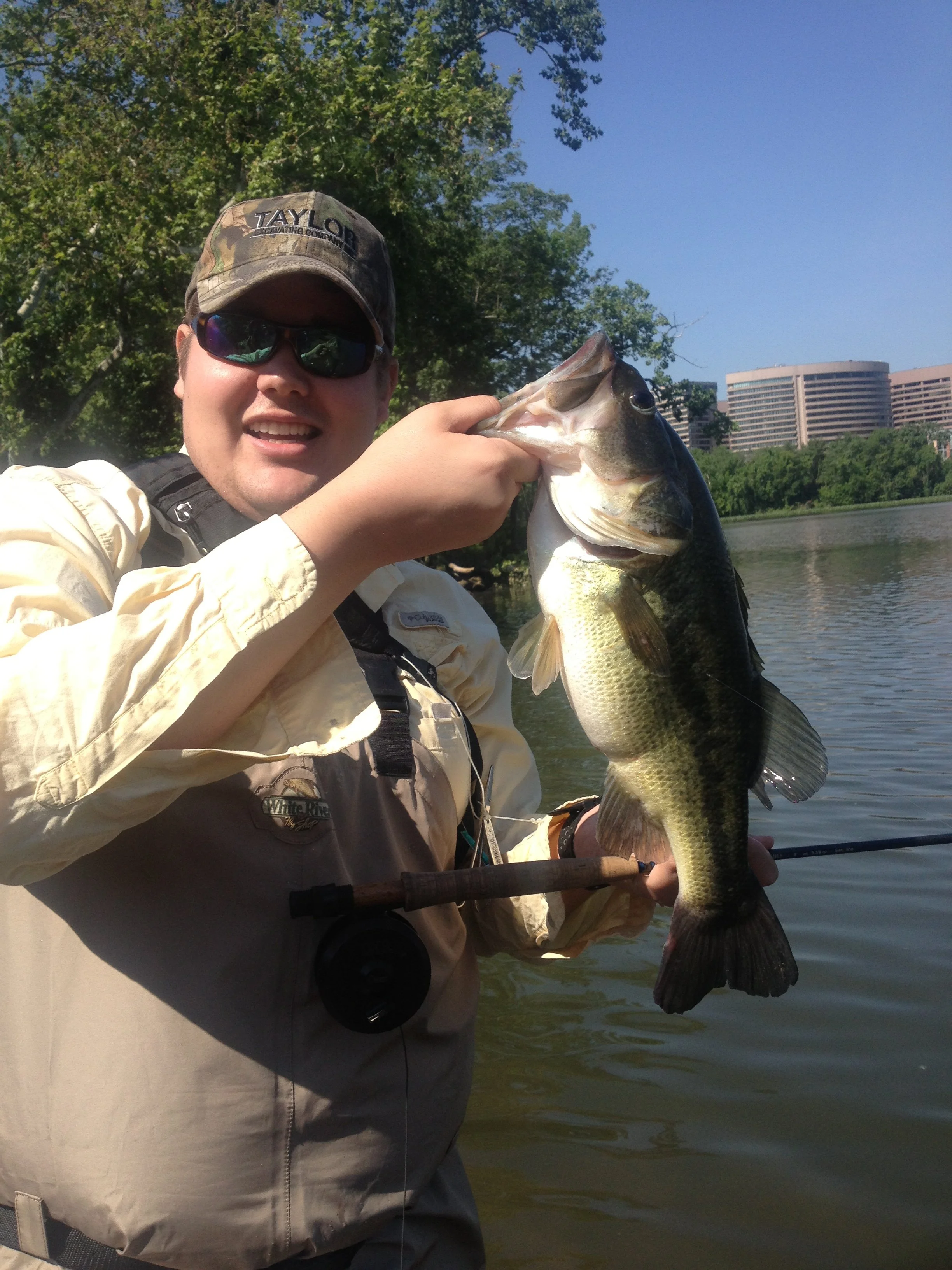 A herring at the Snowhite Damsel then the bass ate the herring and the hook stuck in its mouth. 