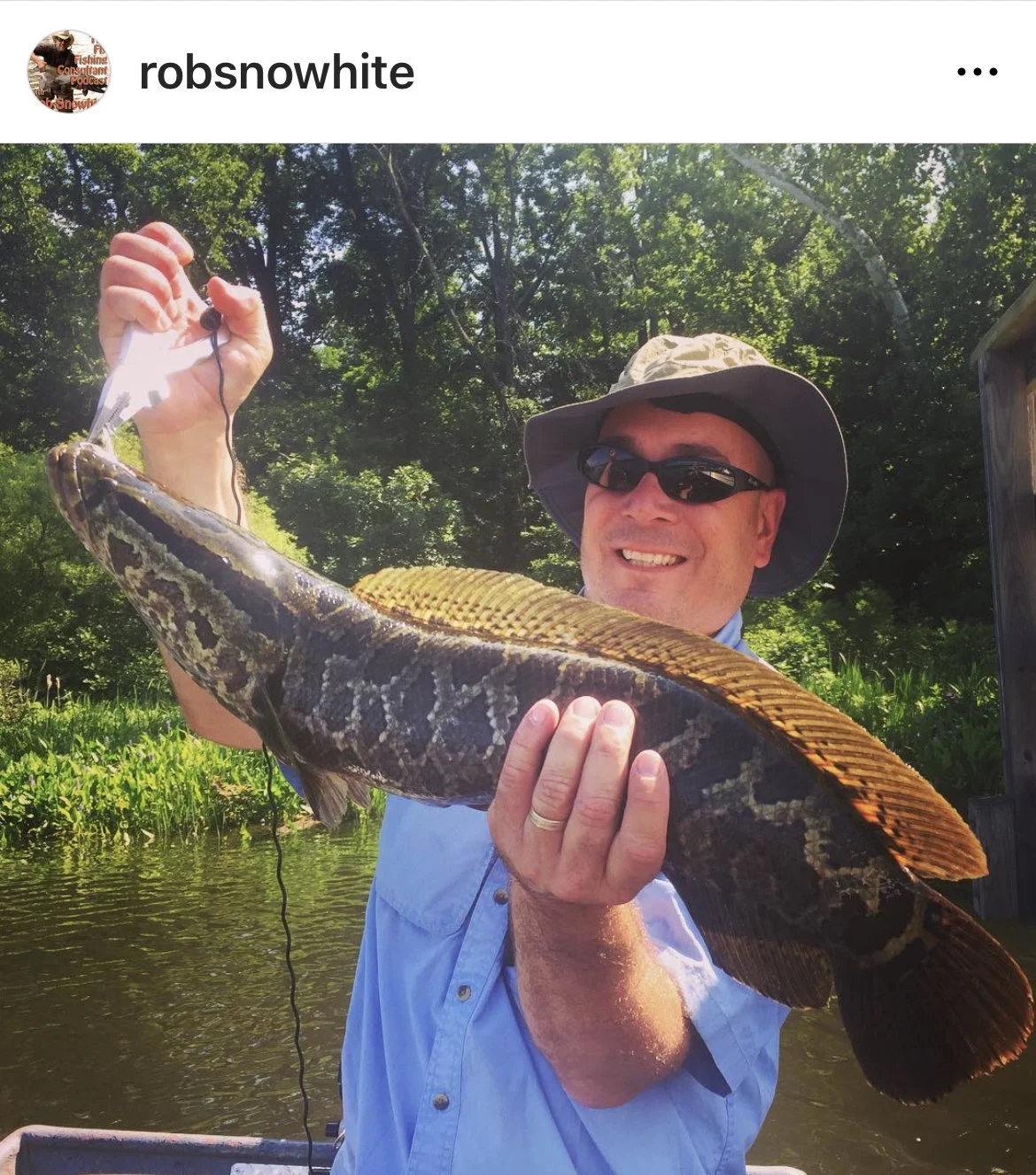 snakehead Fred with a fly caught snakehead