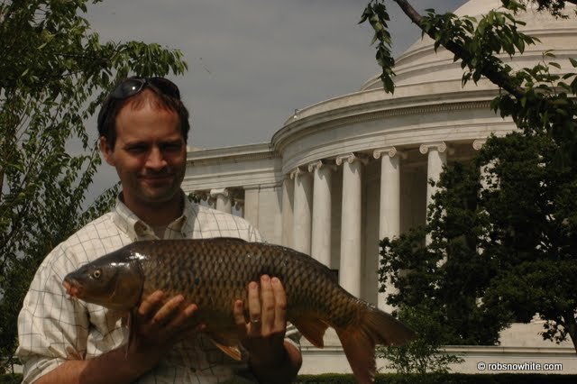 Basil with a carp near the Jefferson Memorial