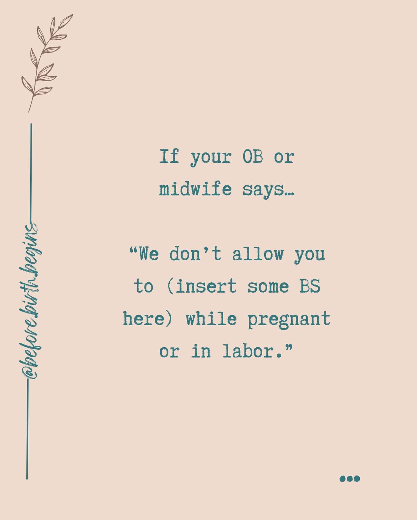 This is an immediate red flag 🚩 

Did you here this from your provider during your pregnancy? 
Did you switch? 

Follow @before.birth.begins to learn more 🤍