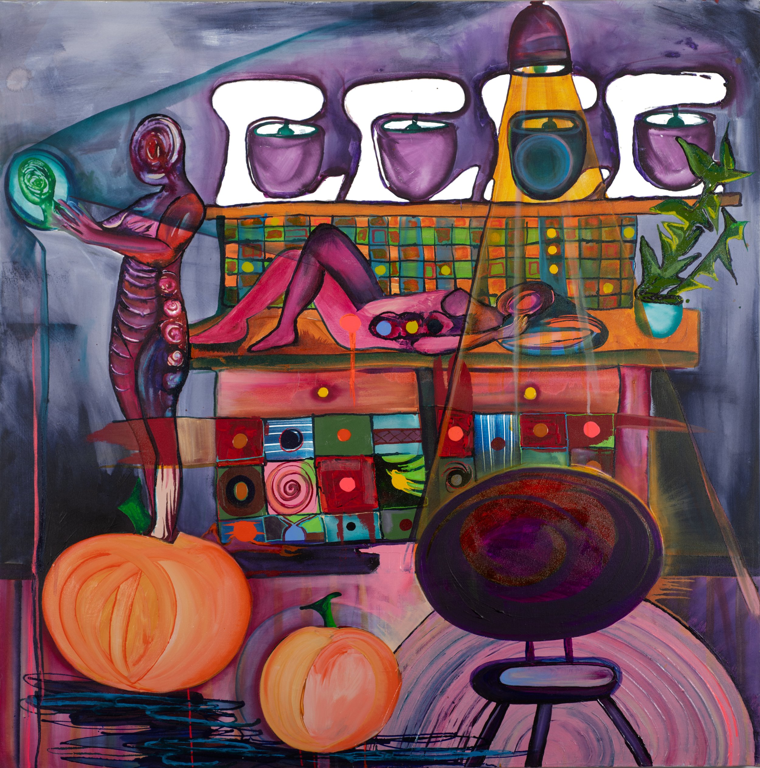 Kitchens of Distinction II, 60" x 60", Acrylic on Canvas, 2022