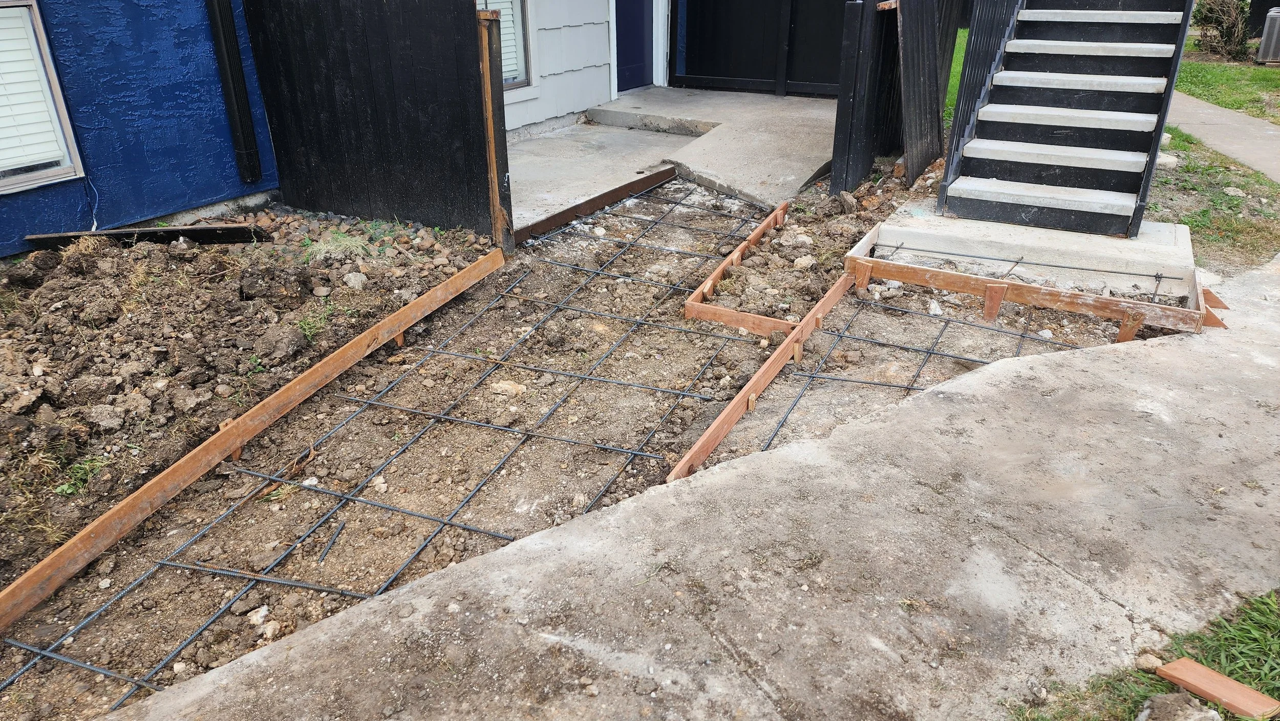 Repairing apartment unit sidewalks